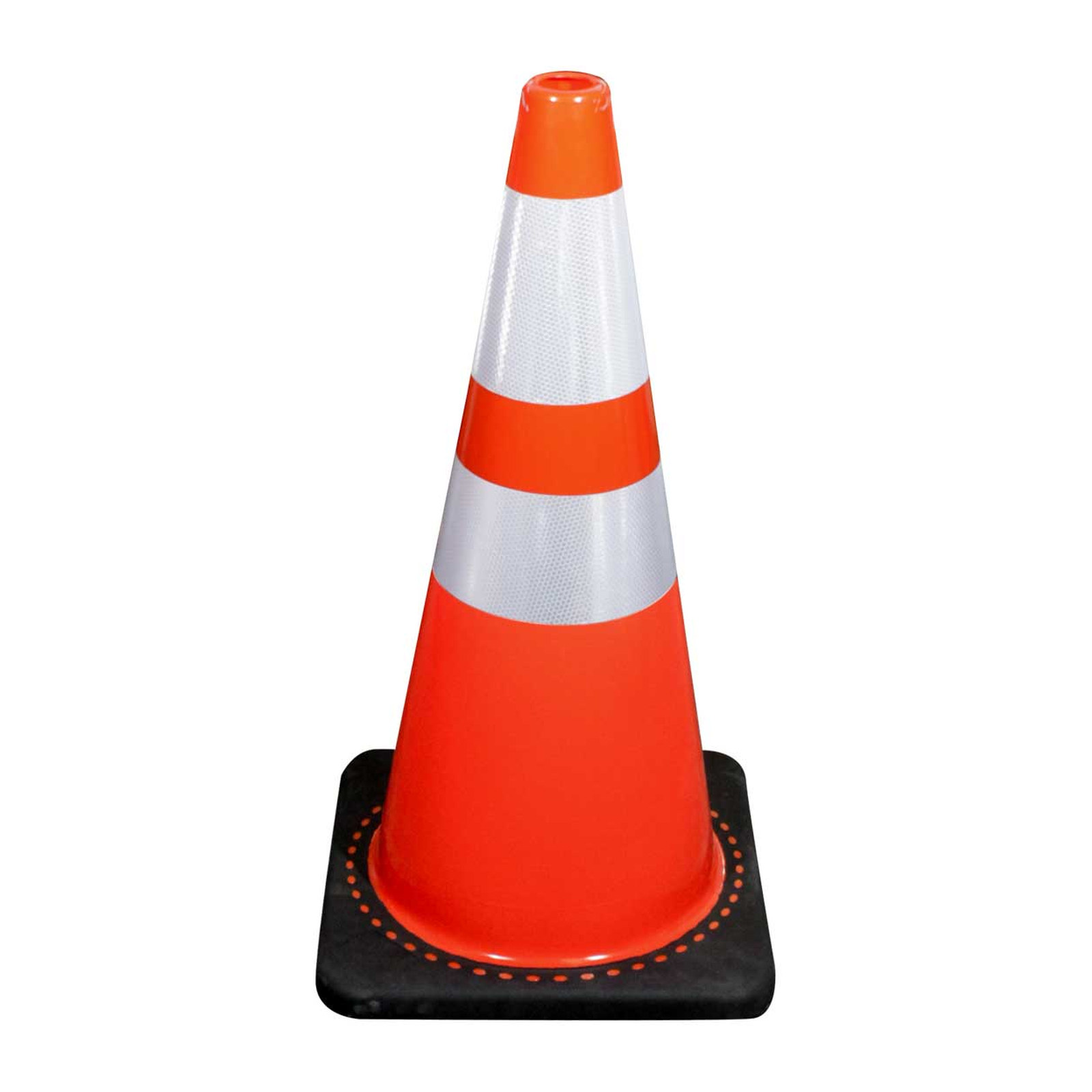 Cono de Tráfico PVC 70 cm con Base Negra y Bandas Reflejantes Weston