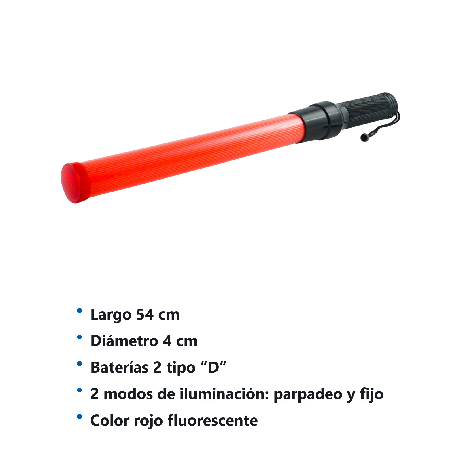 BASTON DE TRAFICO ROJO ø4CM*54CM - Imagen 2