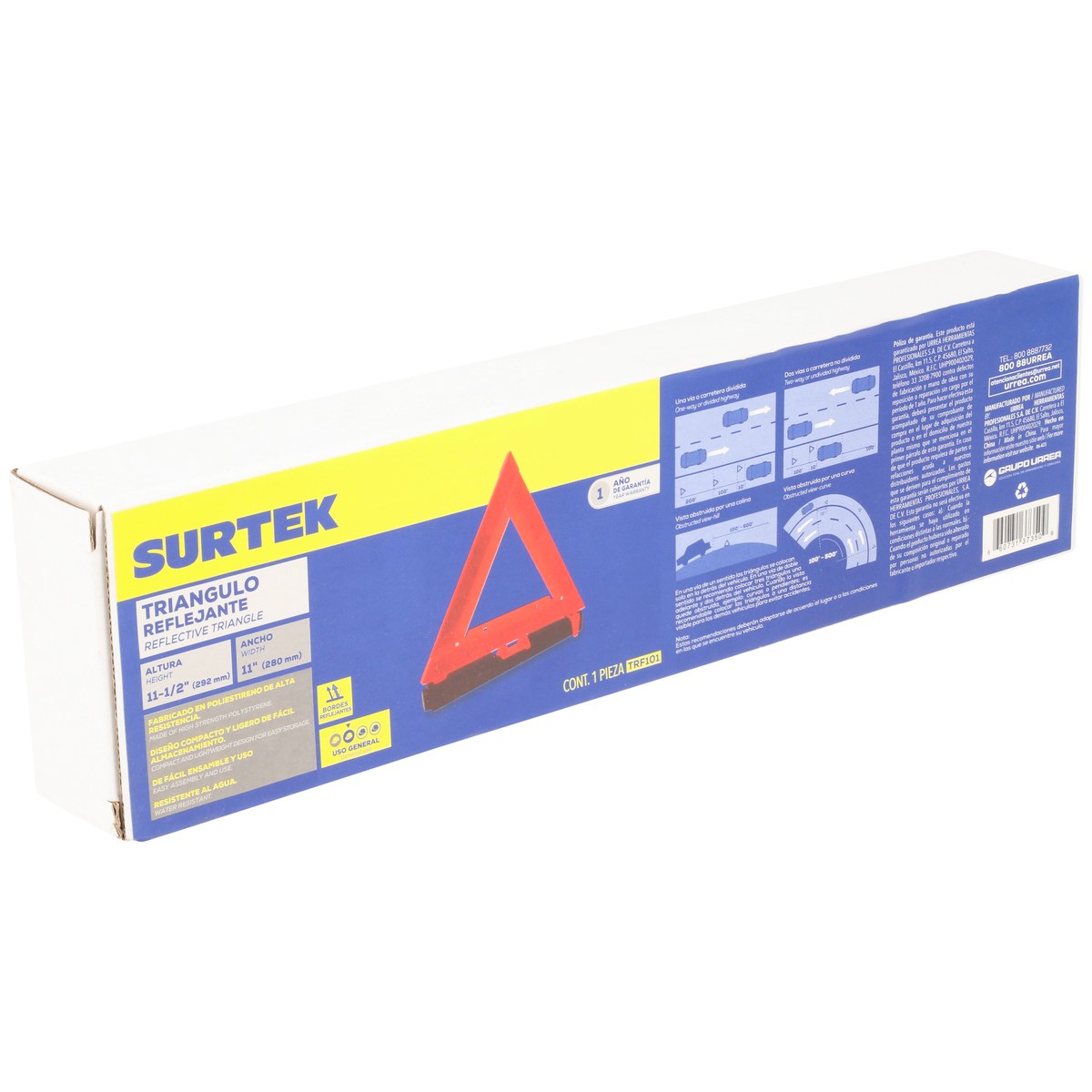 Triángulo reflejante de emergencia con base con arena, 11-1/2" Surtek - Imagen 3
