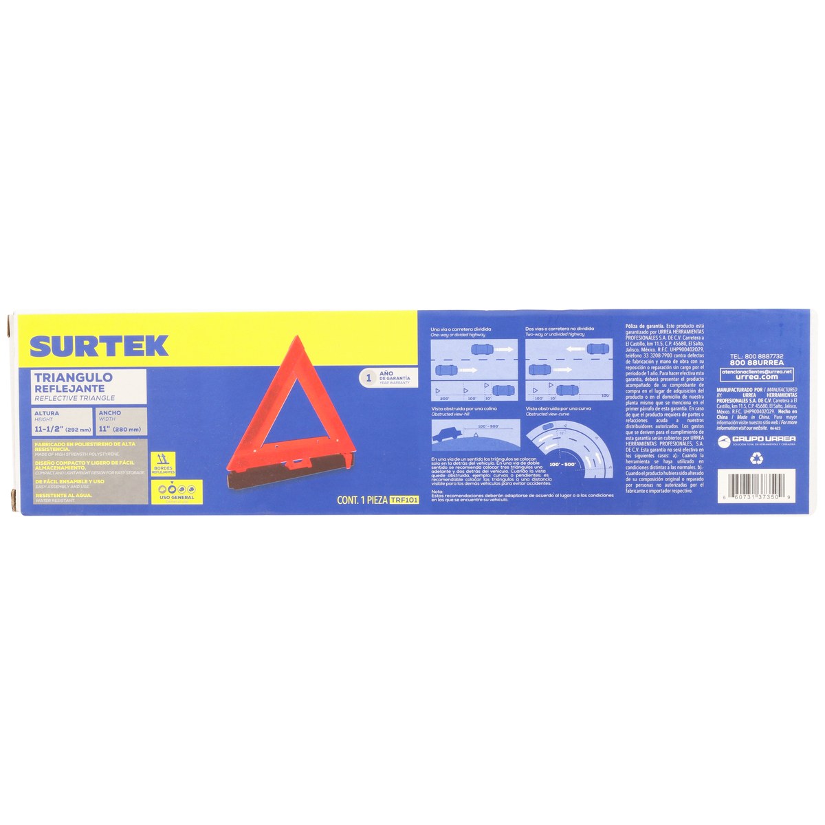 Triángulo reflejante de emergencia con base con arena, 11-1/2" Surtek - Imagen 4