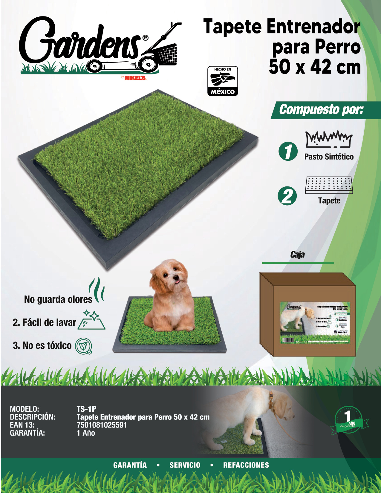 GARDENS TS-1P Tapete entrenador para perro (50 x 42 cms) - Imagen 3
