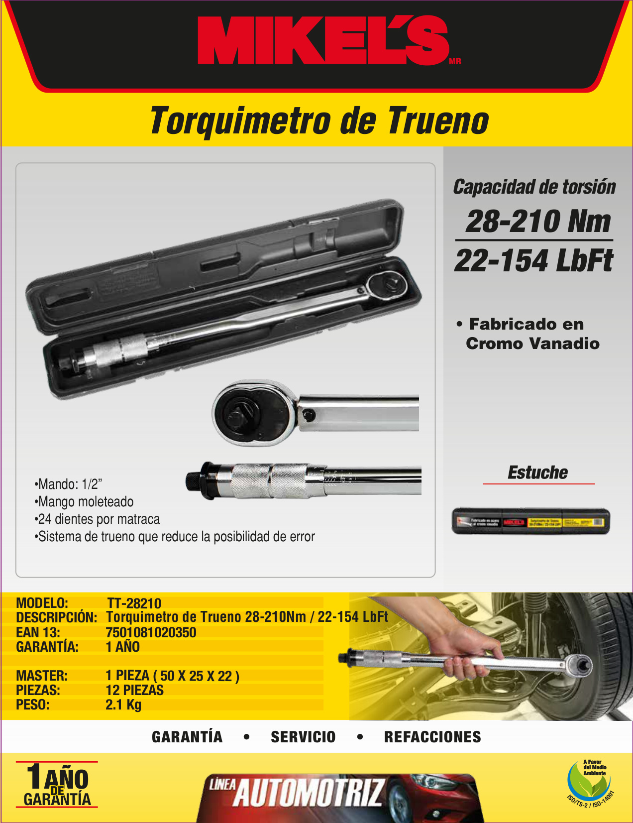 MIKELS TT-28210 Torquímetro de trueno  (28-210 Nm / 22-154 Pie/LB) - Imagen 4