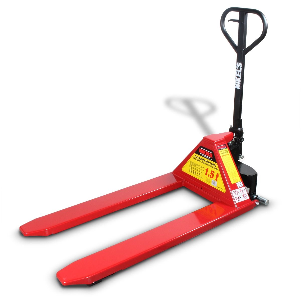 MIKELS TTMK-1.5 Patín hidráulico transpaleta con ruedas de poliuretano, telescópica (1.5 ton)