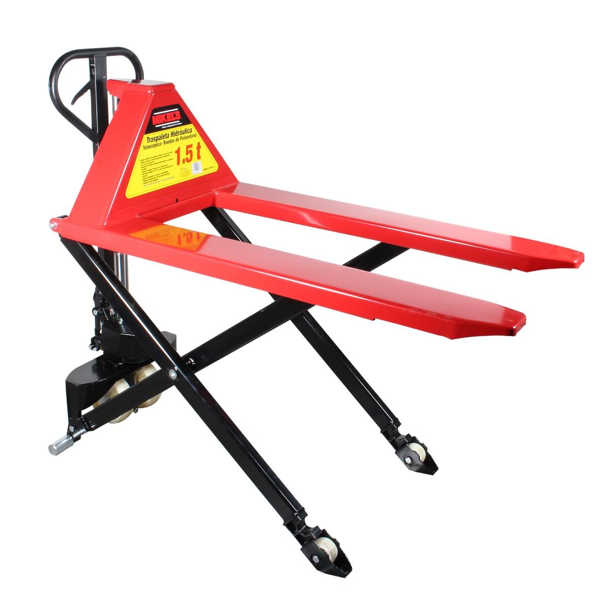 MIKELS TTMK-1.5 Patín hidráulico transpaleta con ruedas de poliuretano, telescópica (1.5 ton) - Imagen 2