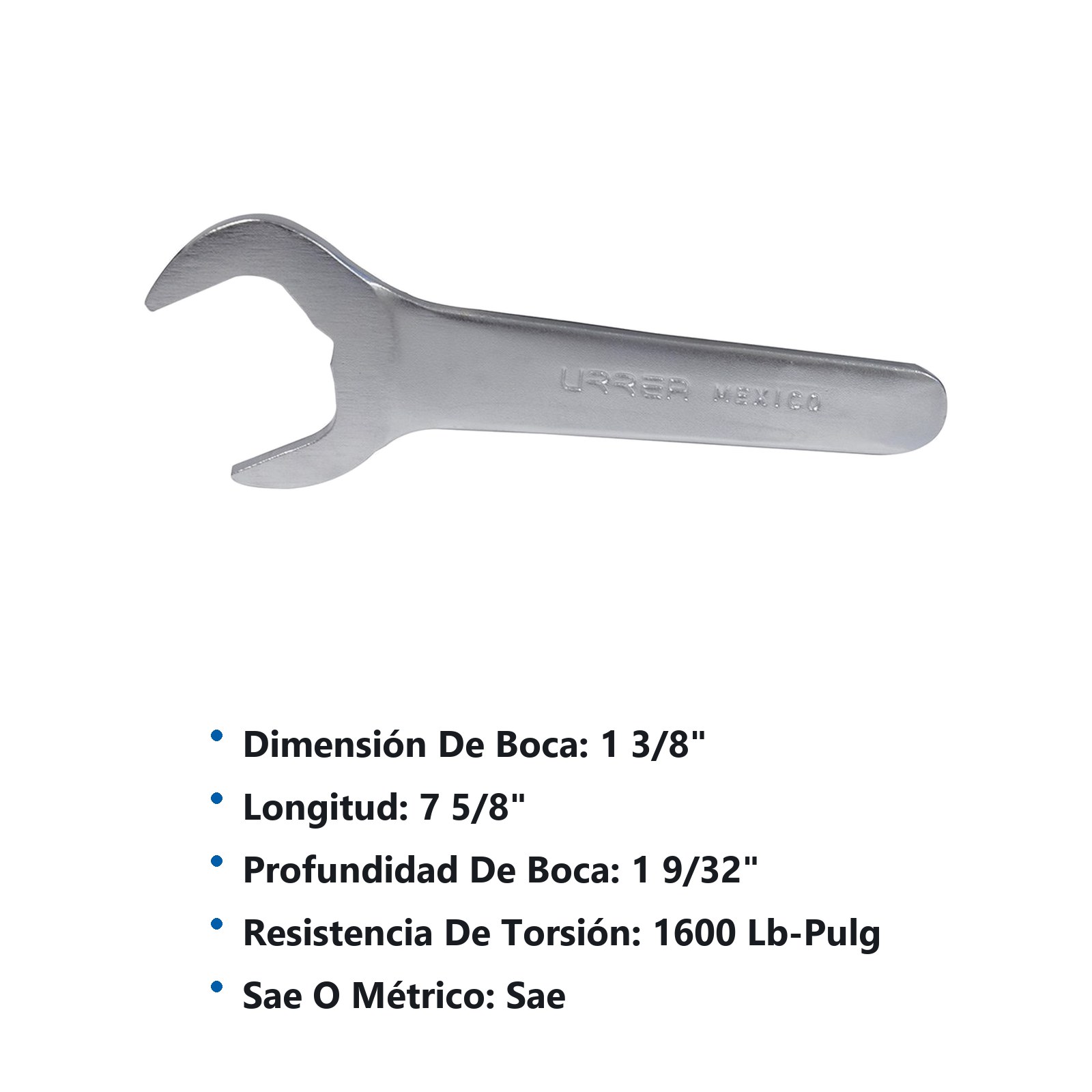Llave de servicio satinada en pulgadas, 1-3/8" Urrea - Imagen 2