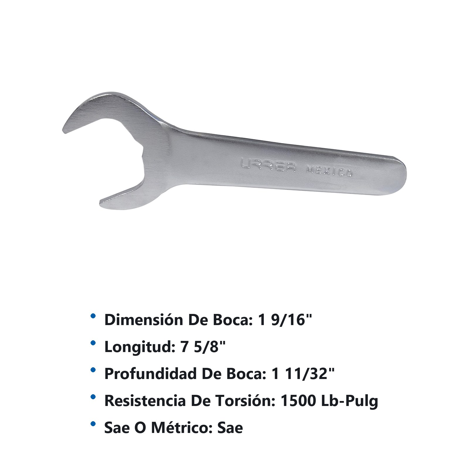 Llave de servicio satinada en pulgadas, 1-9/16" Urrea - Imagen 2