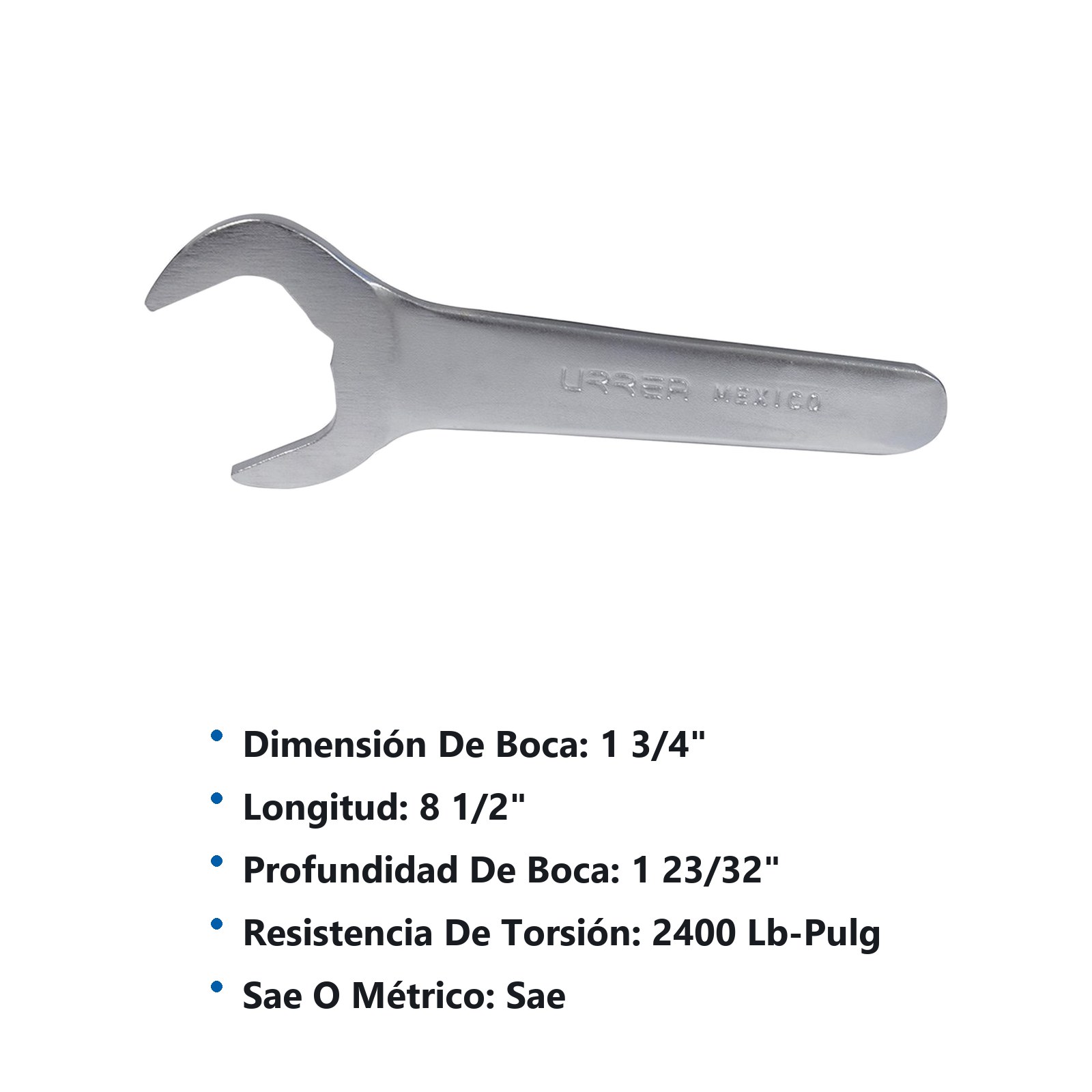 Llave de servicio satinada en pulgadas, 1-3/4" Urrea - Imagen 2