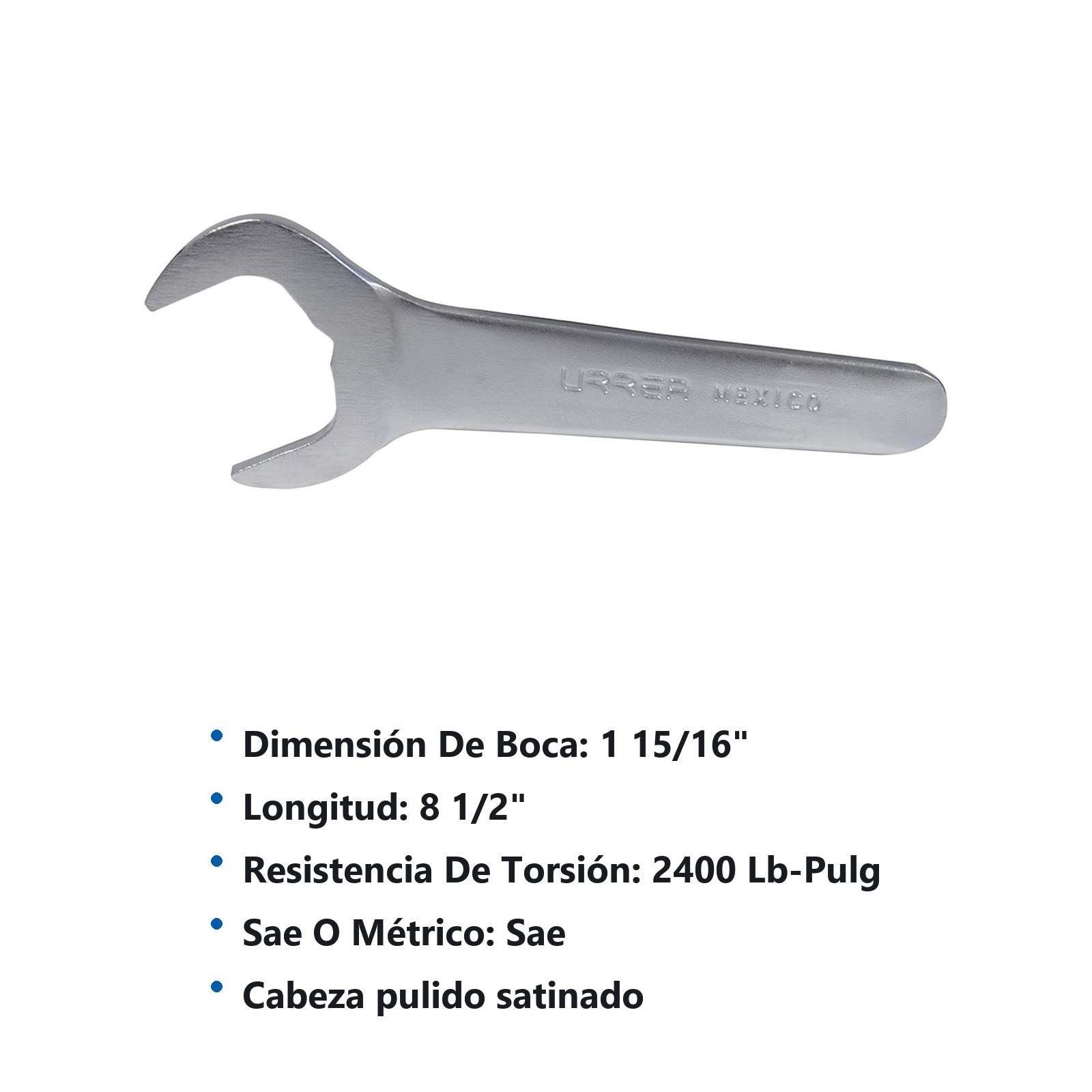 Llave de servicio satinada en pulgadas, 1-15/16" Urrea - Imagen 2