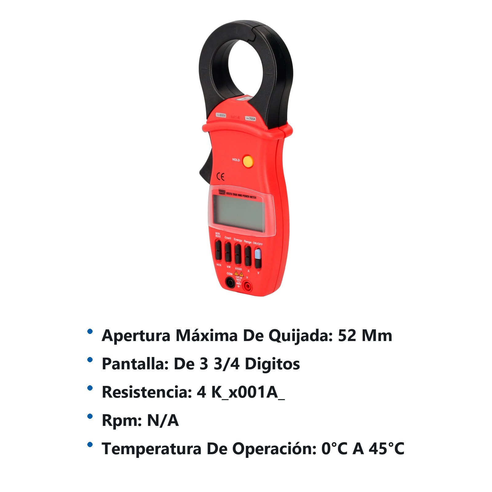 Multímetro digital de gancho de potencia RMS verdadero Urrea - Imagen 3