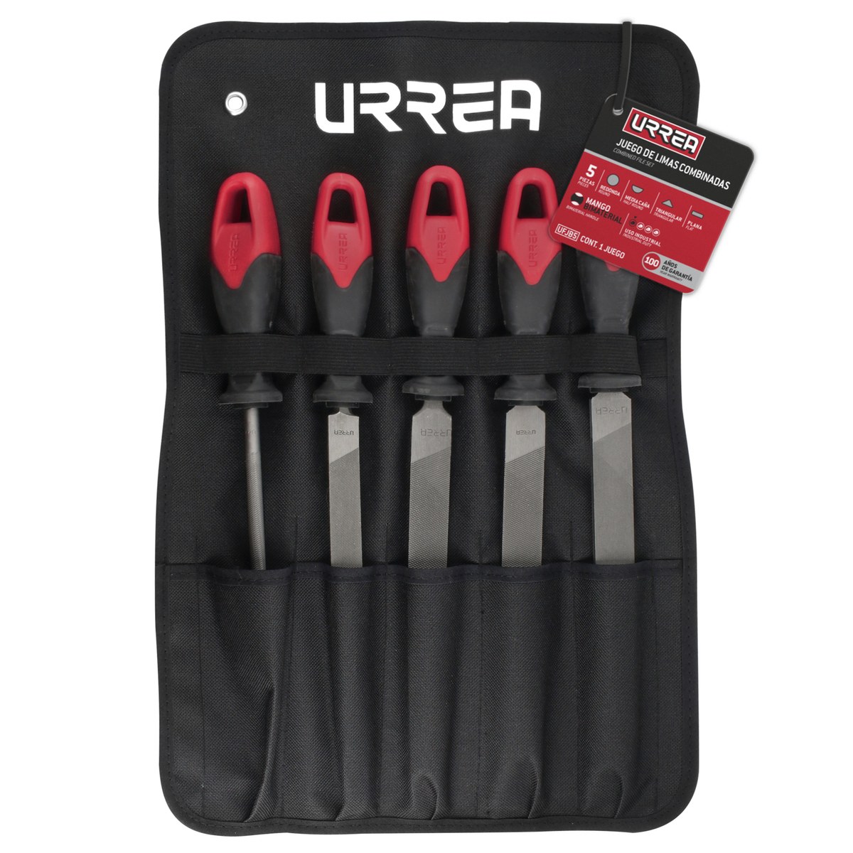 Juego de limas combinadas con mango bimaterial, 5 piezas Urrea - Imagen 2