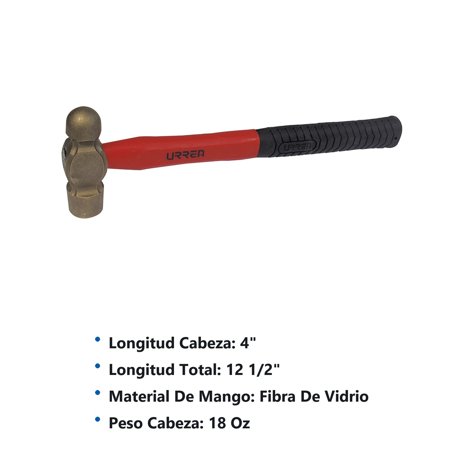 Martillo de bola de bronce-aluminio antichispa 18oz Urrea - Imagen 2