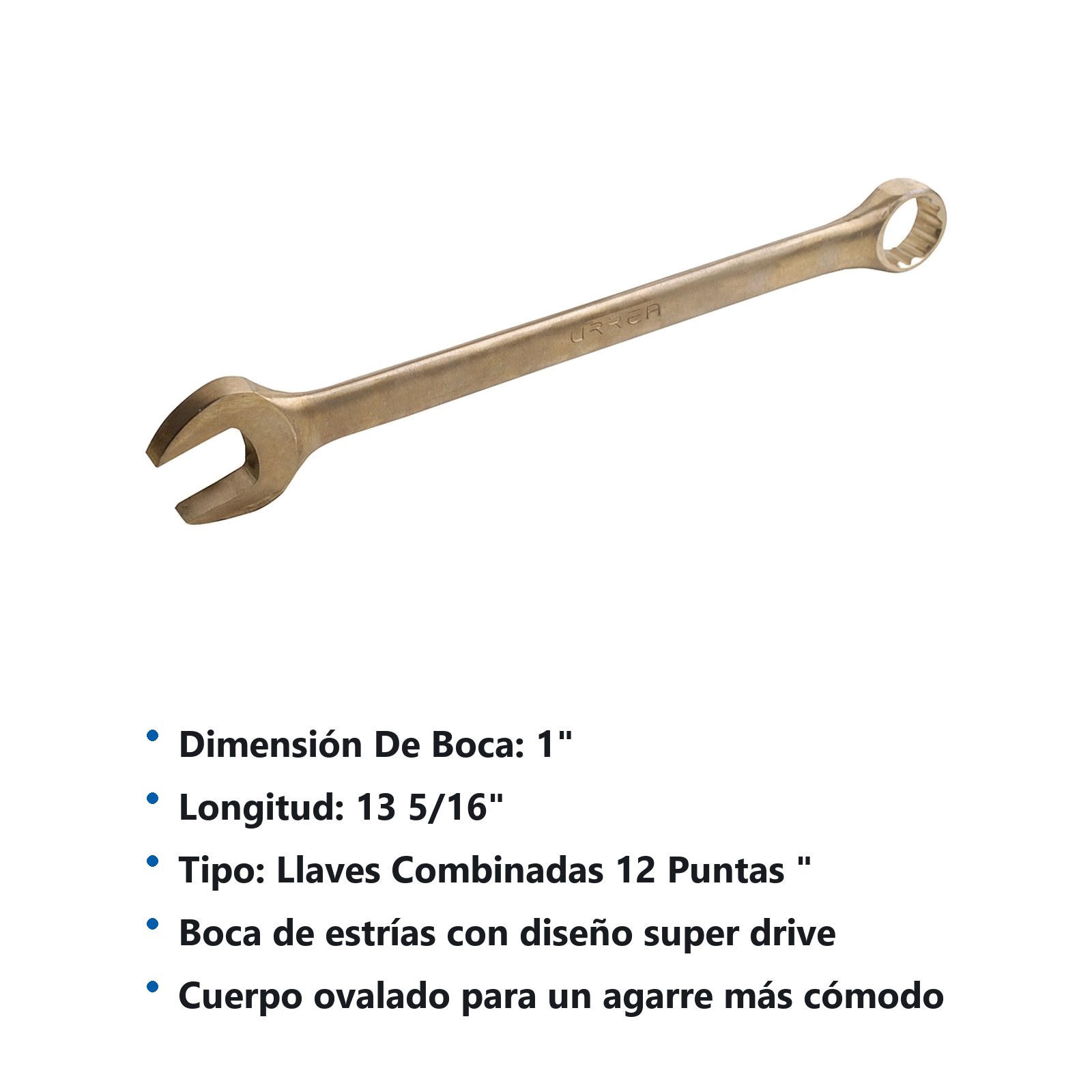 Llave combinada de bronce-aluminio antichispa en pulgadas, 12 puntas, 1" Urrea - Imagen 2