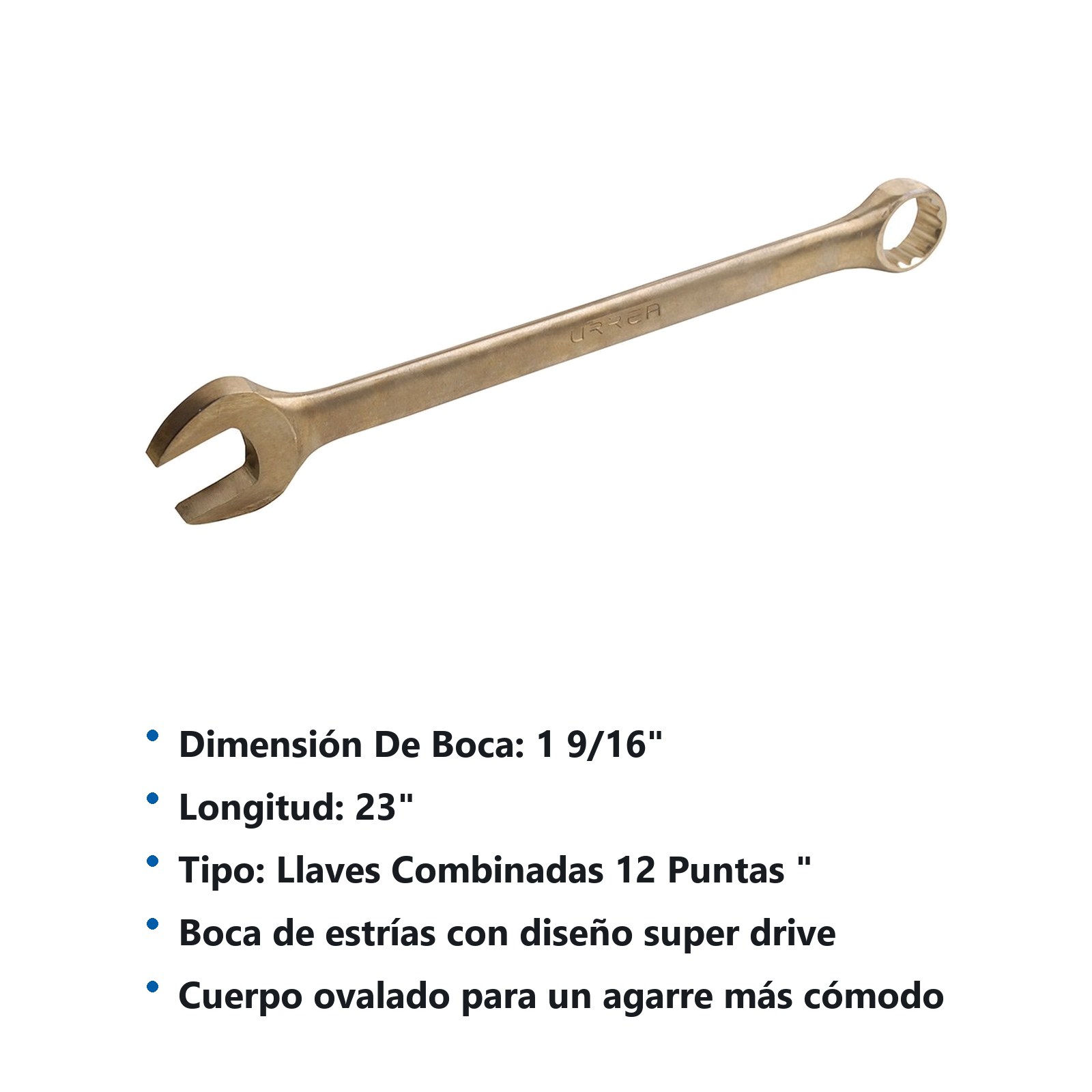 Llave combinada de bronce-aluminio antichispa en pulgadas, 12 puntas, 1-9/16" Urrea - Imagen 2