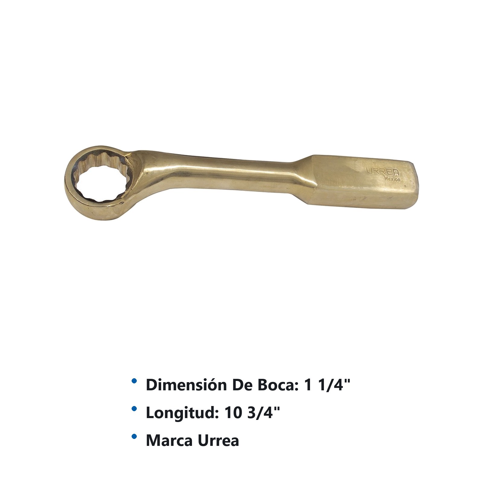 Llave de golpe acodada de bronce-aluminio antichispa en pulgadas, 12 puntas, 1-1/4" Urrea - Imagen 2