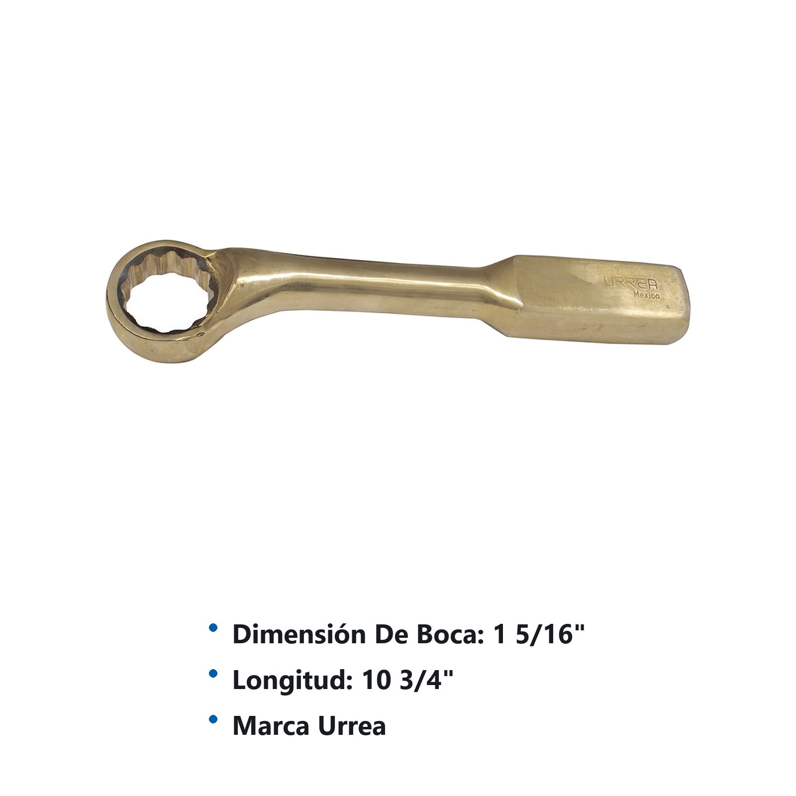 Llave de golpe acodada de bronce-aluminio antichispa en pulgadas, 12 puntas, 1-5/16" Urrea - Imagen 2