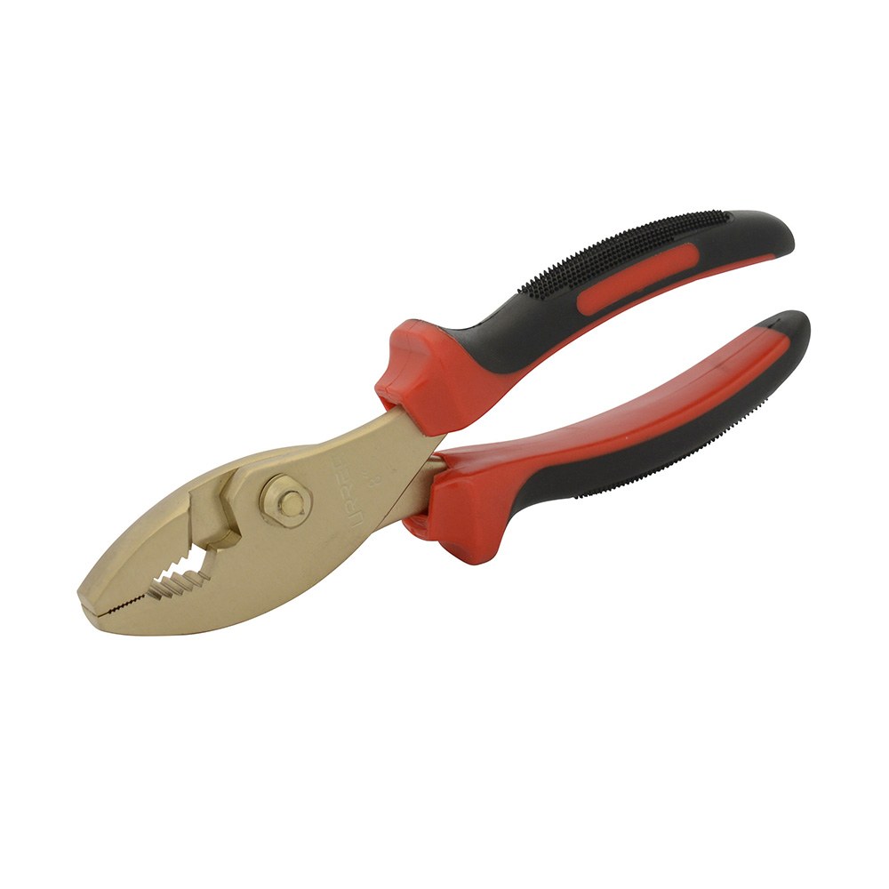 Pinza de bronce-aluminio antichispa con mango bimaterial de 8", para mecánico Urrea