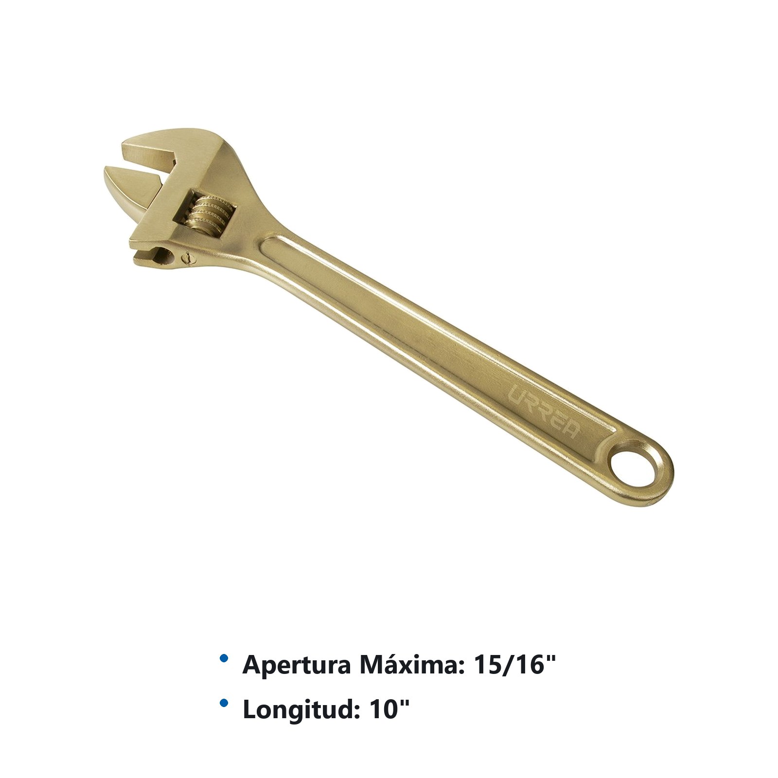 Llave ajustable de bronce-aluminio antichispa de 10" Urrea - Imagen 2