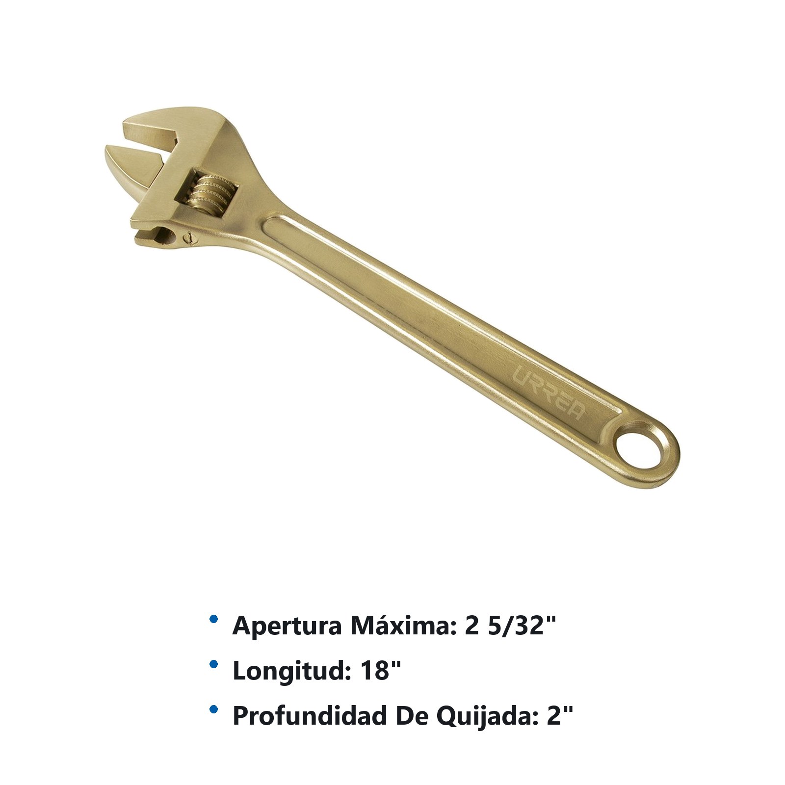 Llave ajustable de bronce-aluminio antichispa de 18" Urrea - Imagen 2