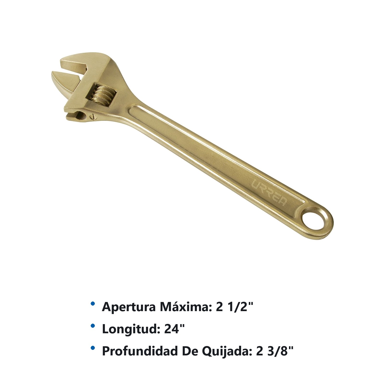Llave ajustable de bronce-aluminio antichispa de 24" Urrea - Imagen 2