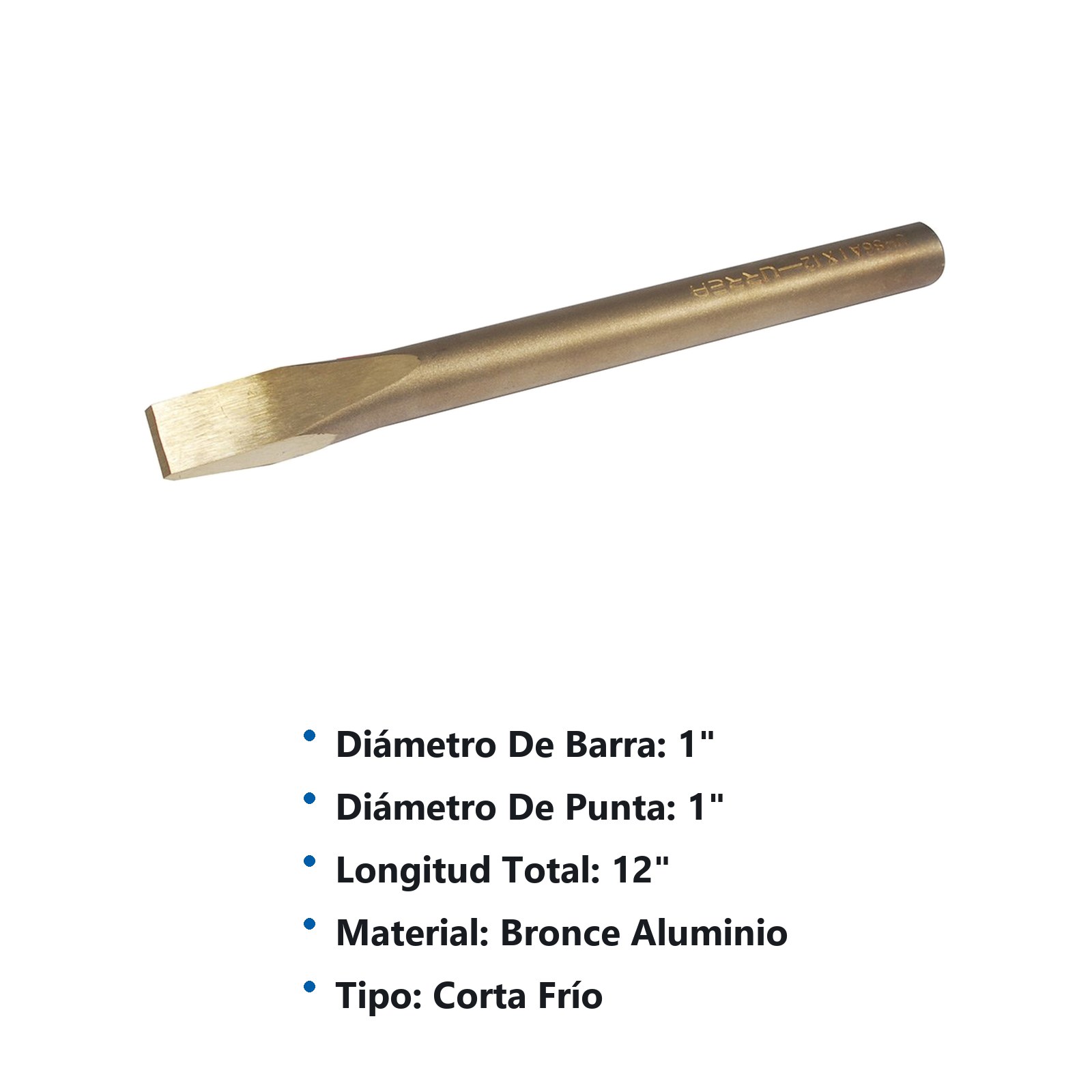 Cincel de bronce-aluminio antichispa de 1-3/16" x 12" Urrea - Imagen 2