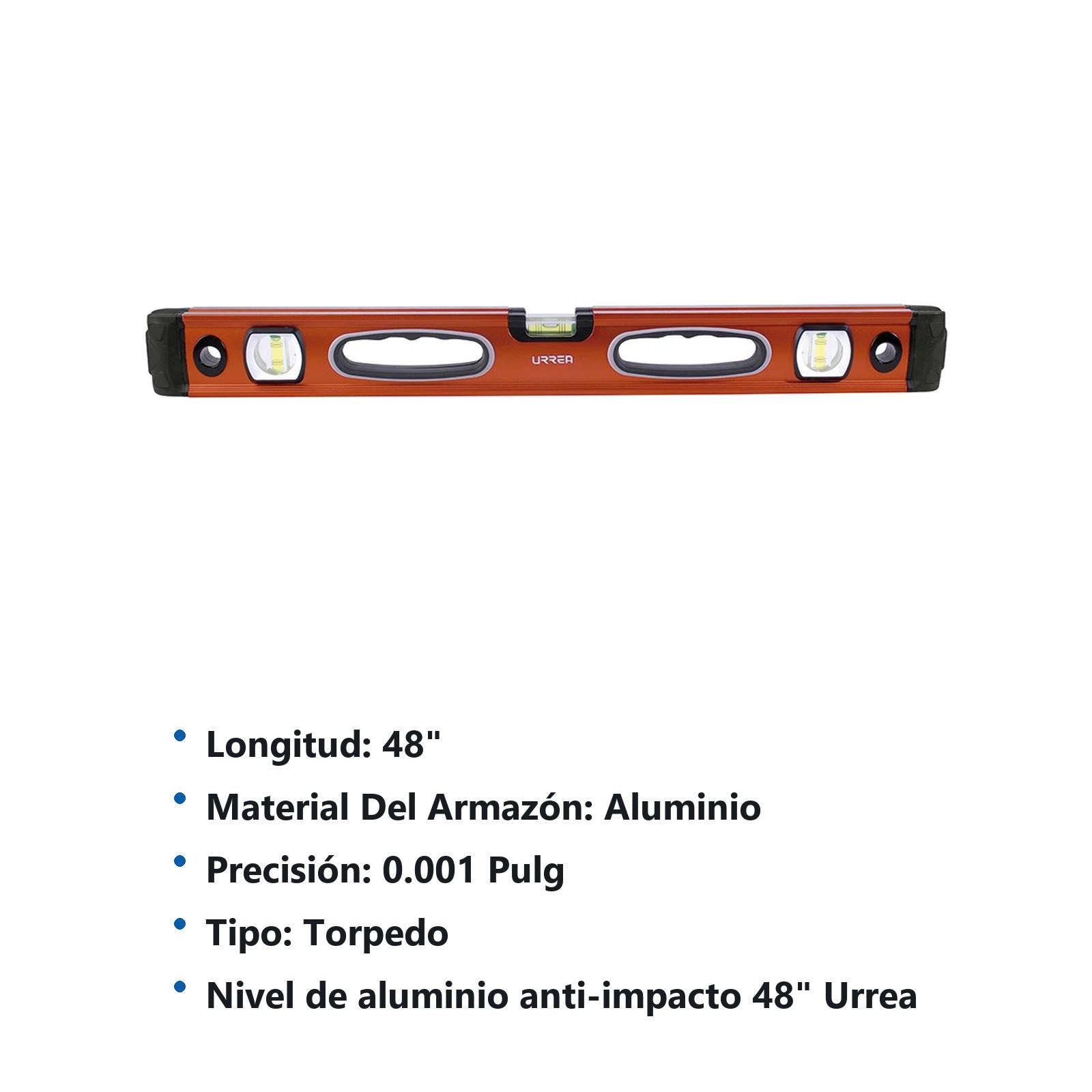 Nivel anti-impacto acanalado tipo "V" 48" de aluminio Urrea - Imagen 2