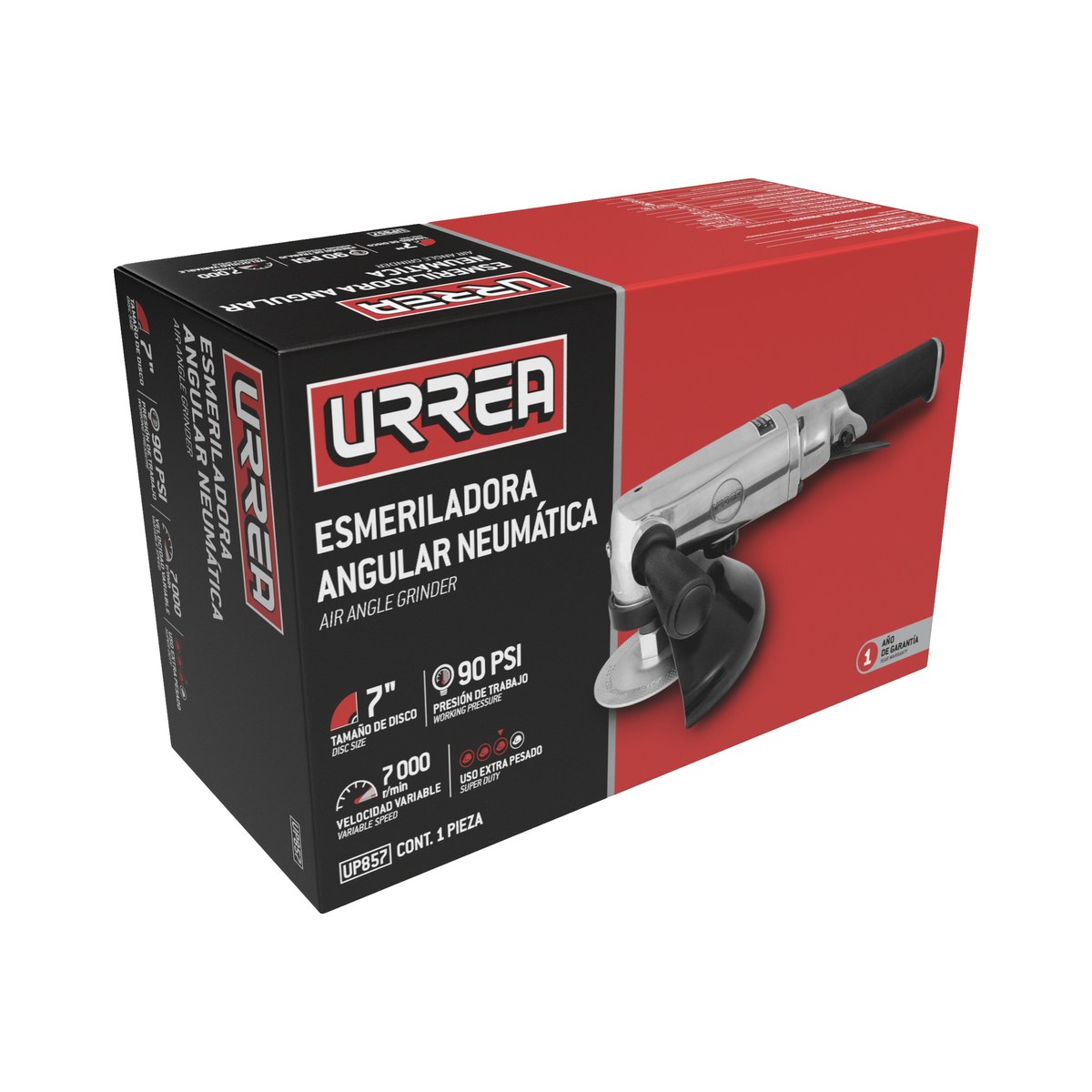 Esmeriladora neumática angular para discos con diámetro de 7" 7,000RPM Urrea - Imagen 2