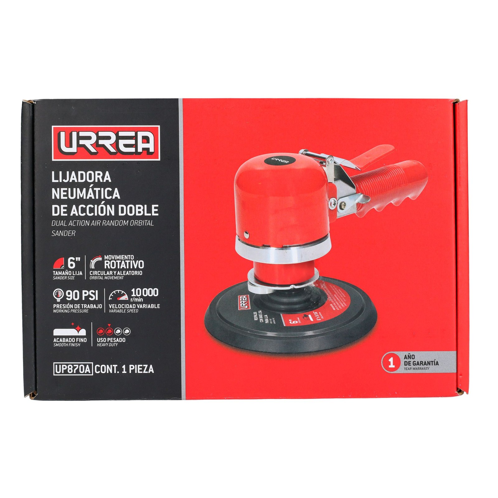 Lijadora neumática acción dual 6" 10,000RPM, eje de 5/16" Urrea - Imagen 3