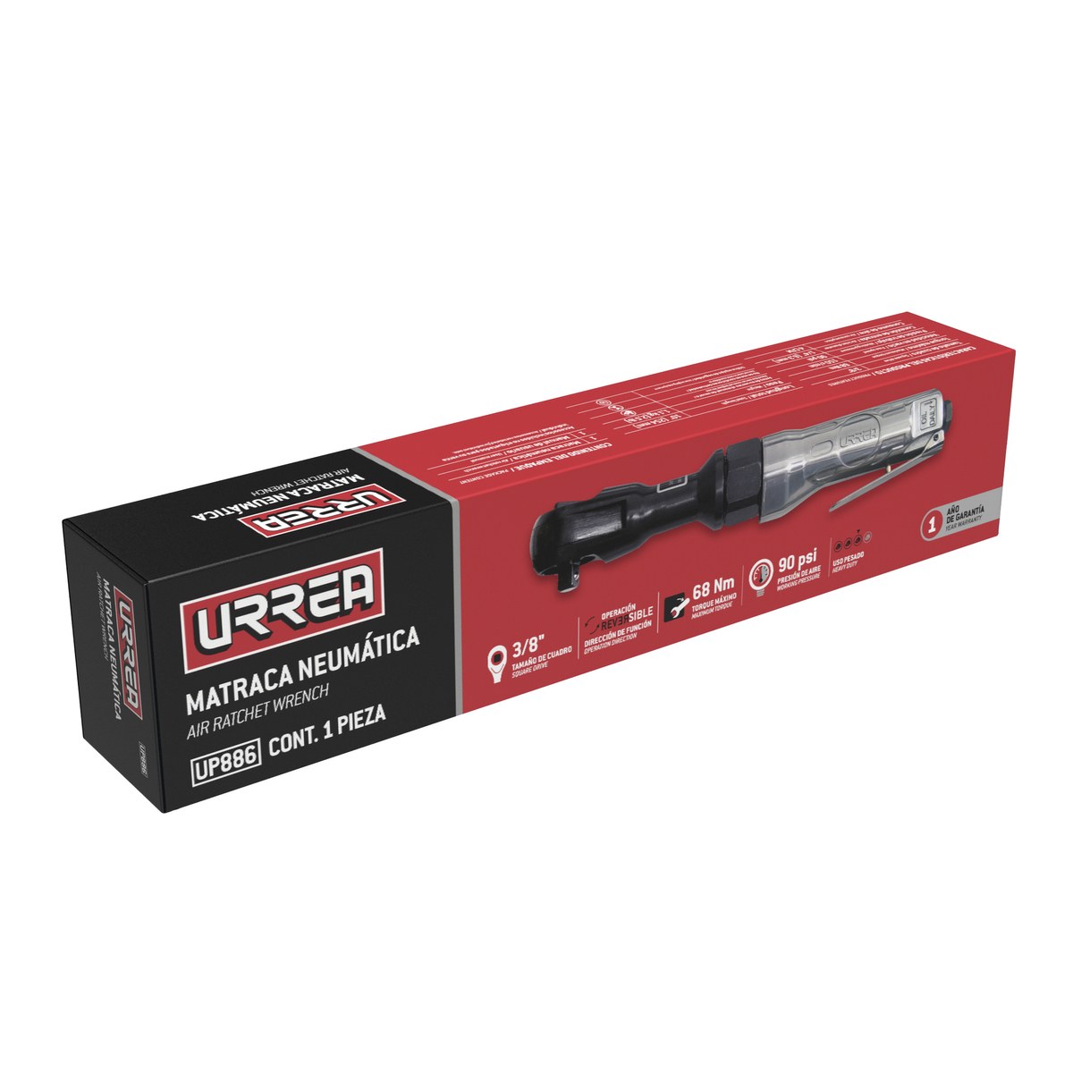 Matraca neumática cuadro de 3/8", 50 ft-lb Urrea - Imagen 3
