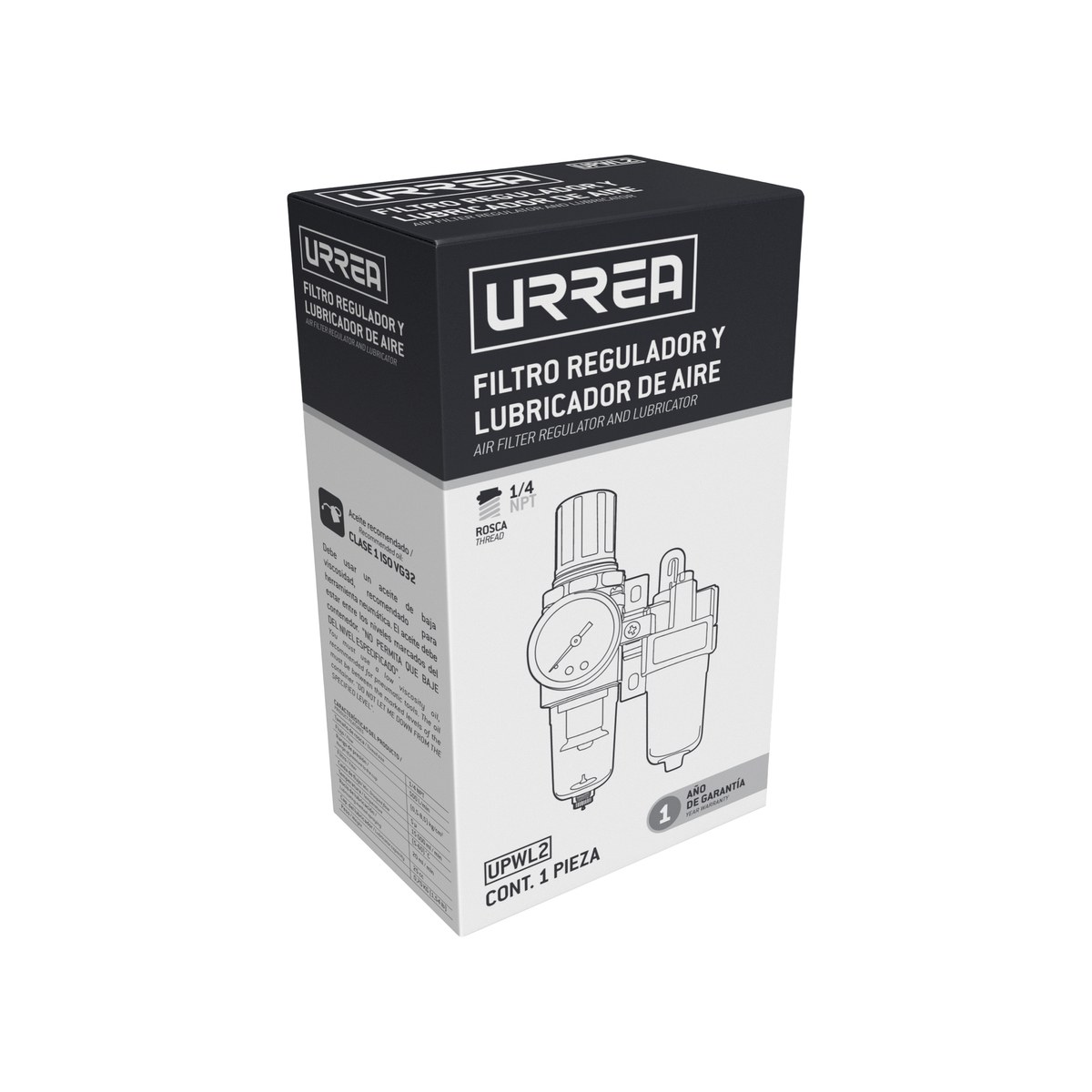 Filtro regulador y lubricador de aire 1/4" NPT Urrea - Imagen 2