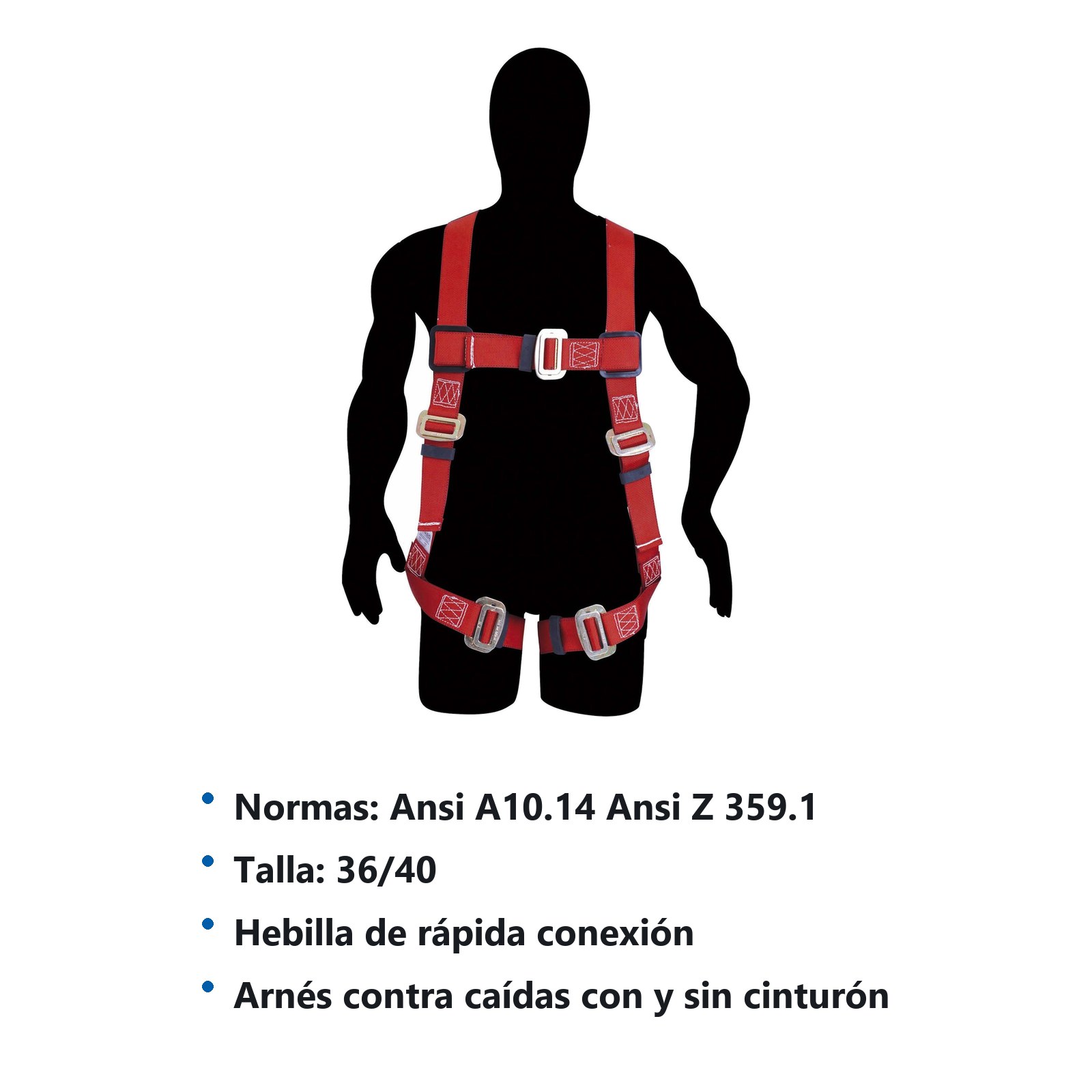 Arnés de seguridad contra caídas sencillo, talla 36-40 Urrea - Imagen 2