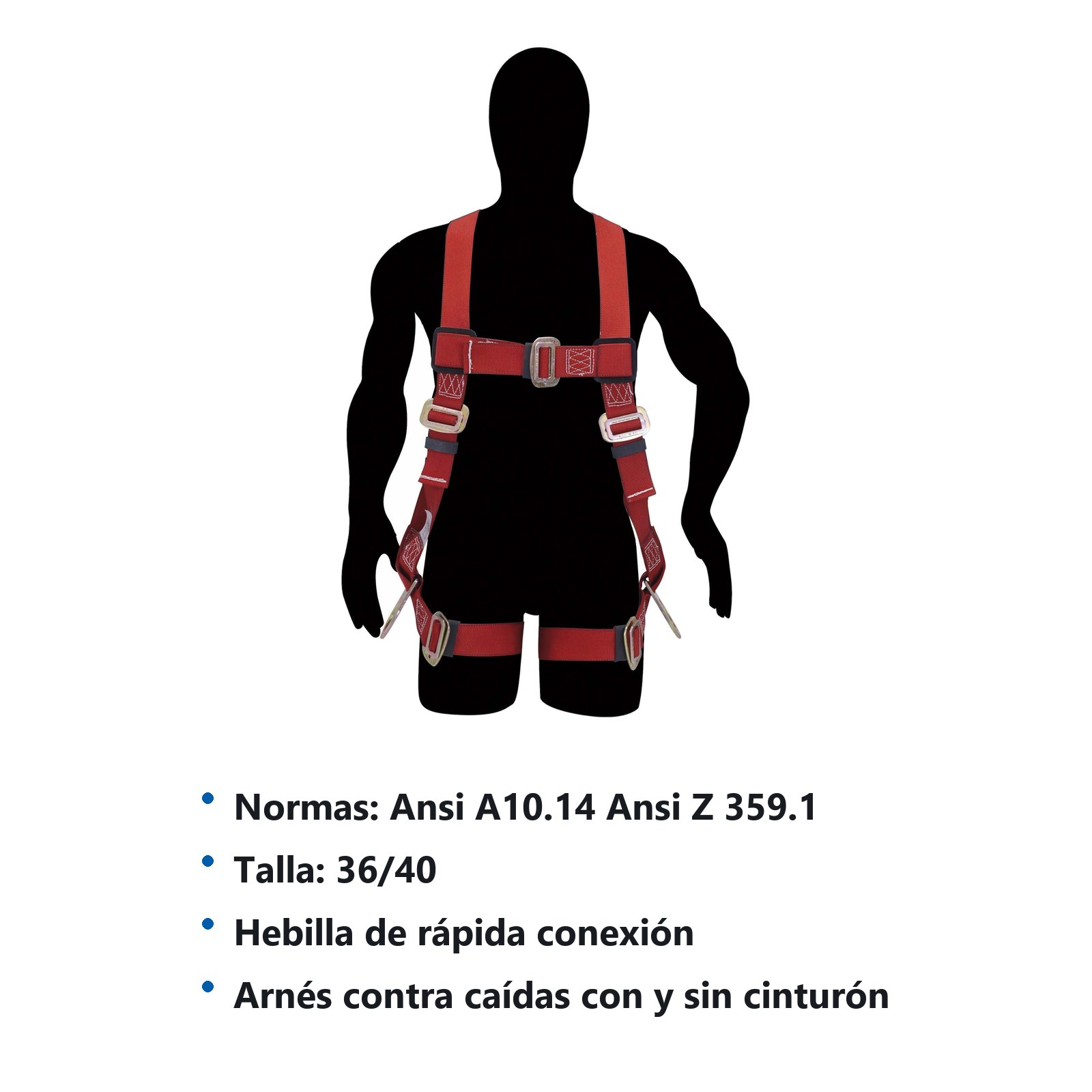 Arnés de seguridad de posicionamiento sencillo, talla 36-40 Urrea - Imagen 2