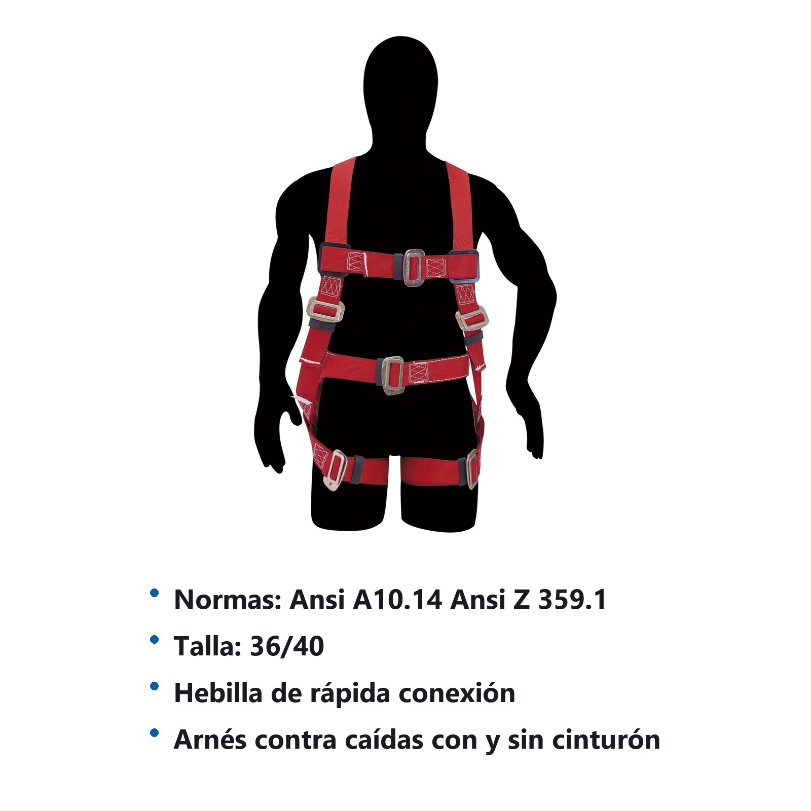 Arnés de seguridad contra caídas con cinturón, talla 36-40 Urrea - Imagen 2