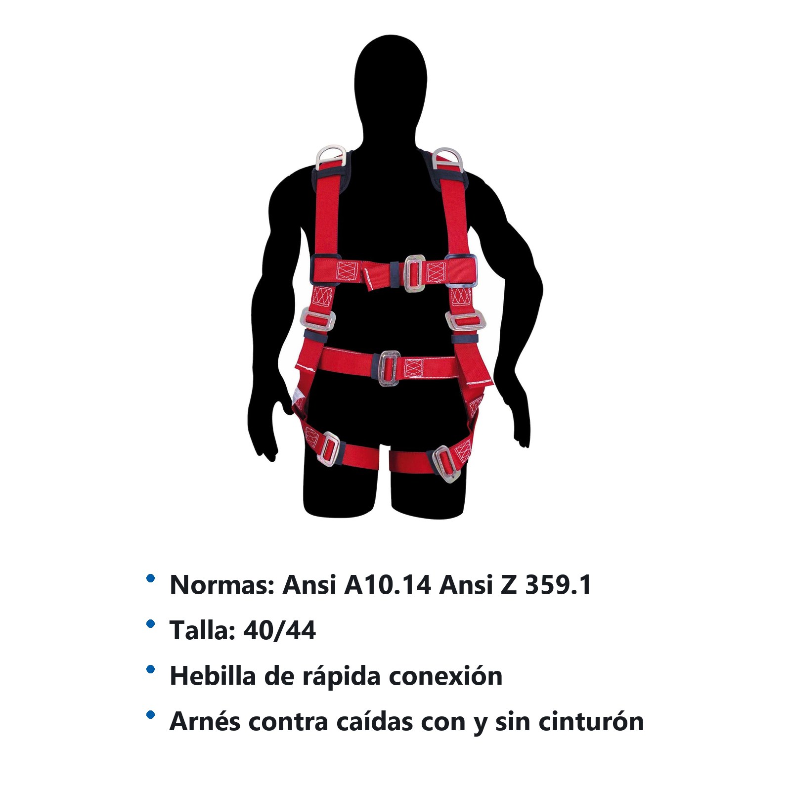Arnés de seguridad de rescate con cinturón, talla 40-44 Urrea - Imagen 2