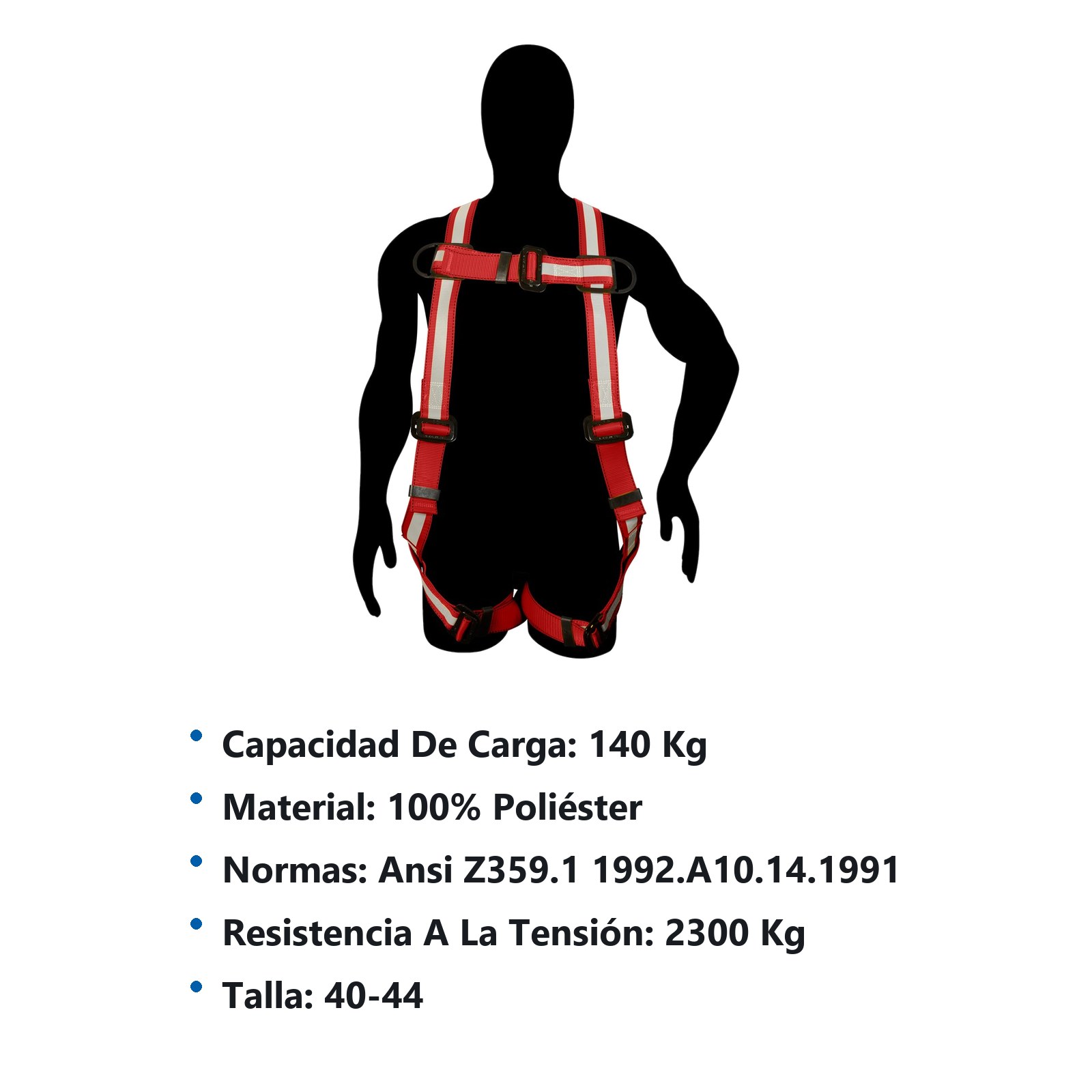 Arnés de seguridad contra caídas alta visibilidad, talla 40-44 Urrea - Imagen 2
