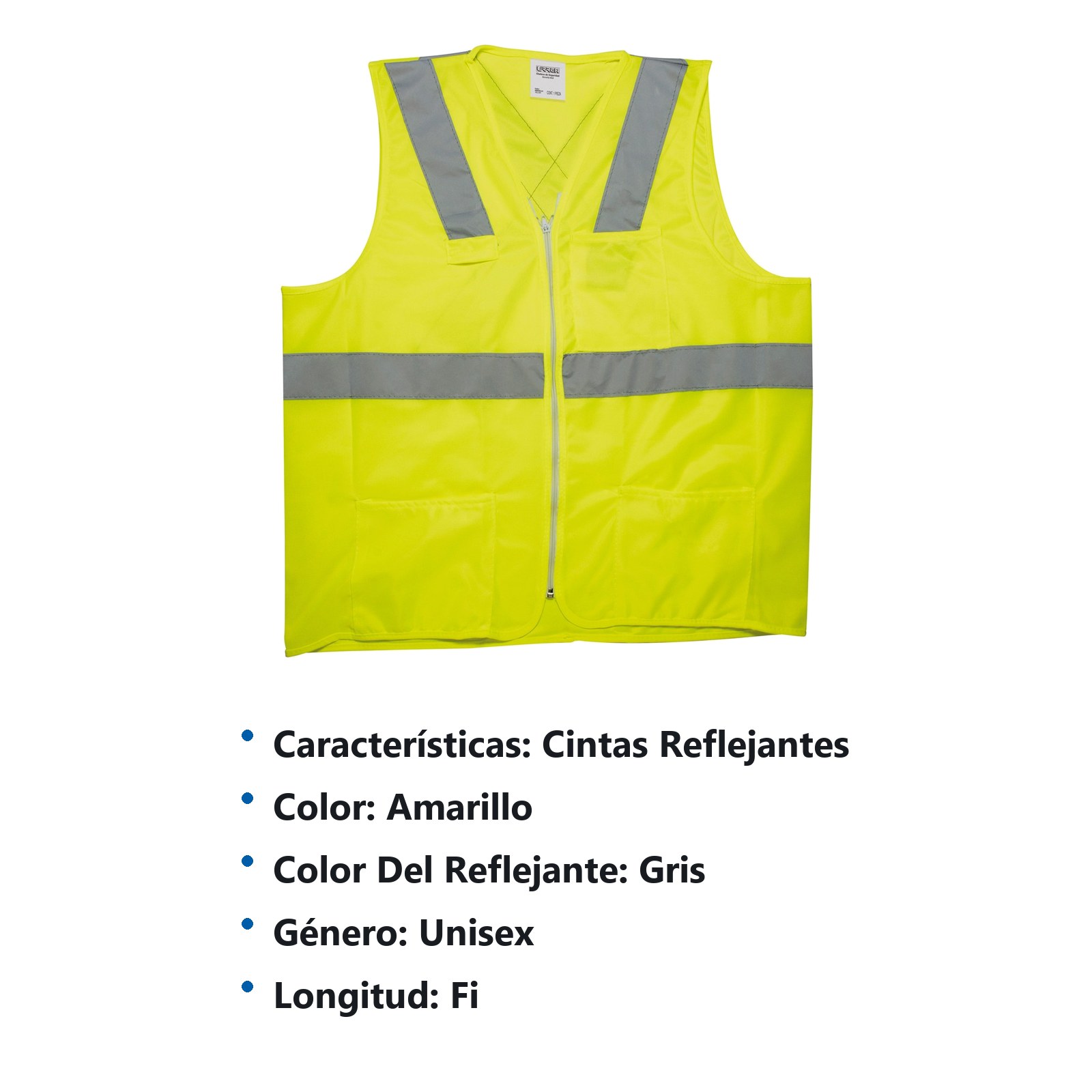Chaleco de seguridad cerrado de alta visibilidad amarillo G Urrea - Imagen 2