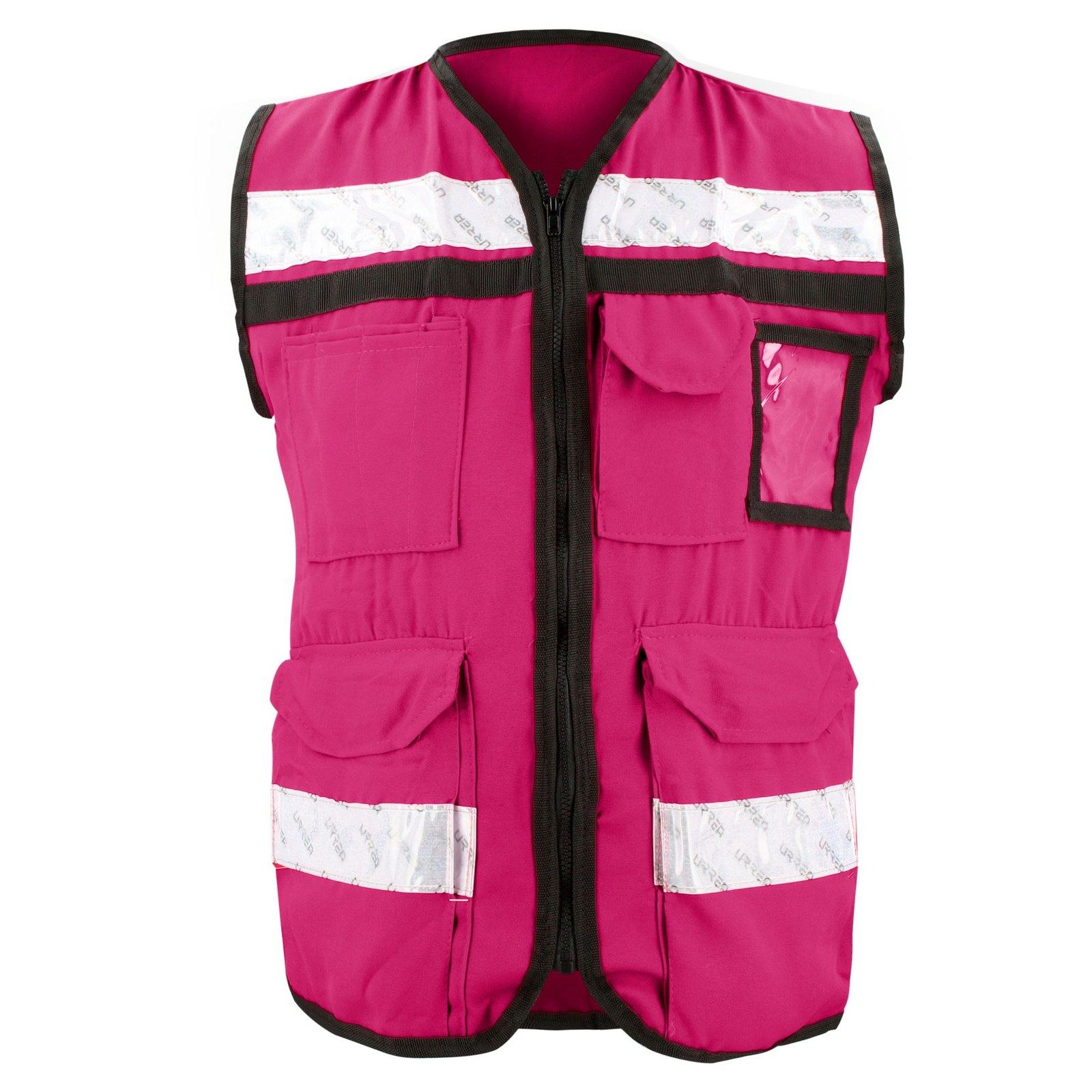 Chaleco de seguridad tipo supervisor cerrado con reflejante rosa CH Urrea - Imagen 2