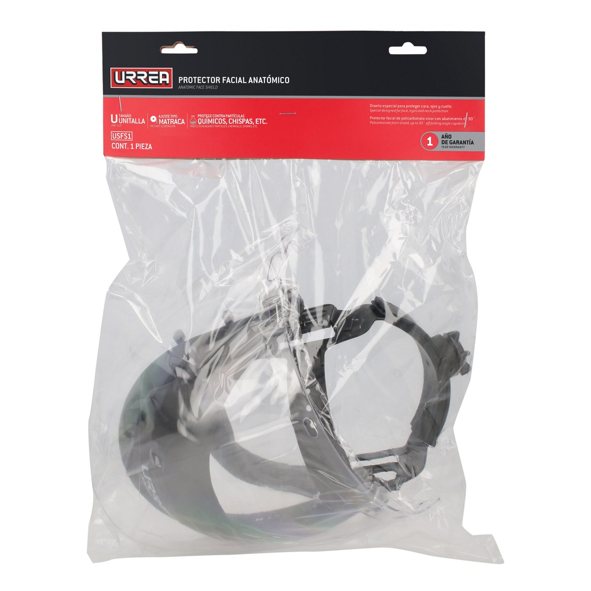 Protector de seguridad facial con mica de policarbonato anatómico Urrea - Imagen 3