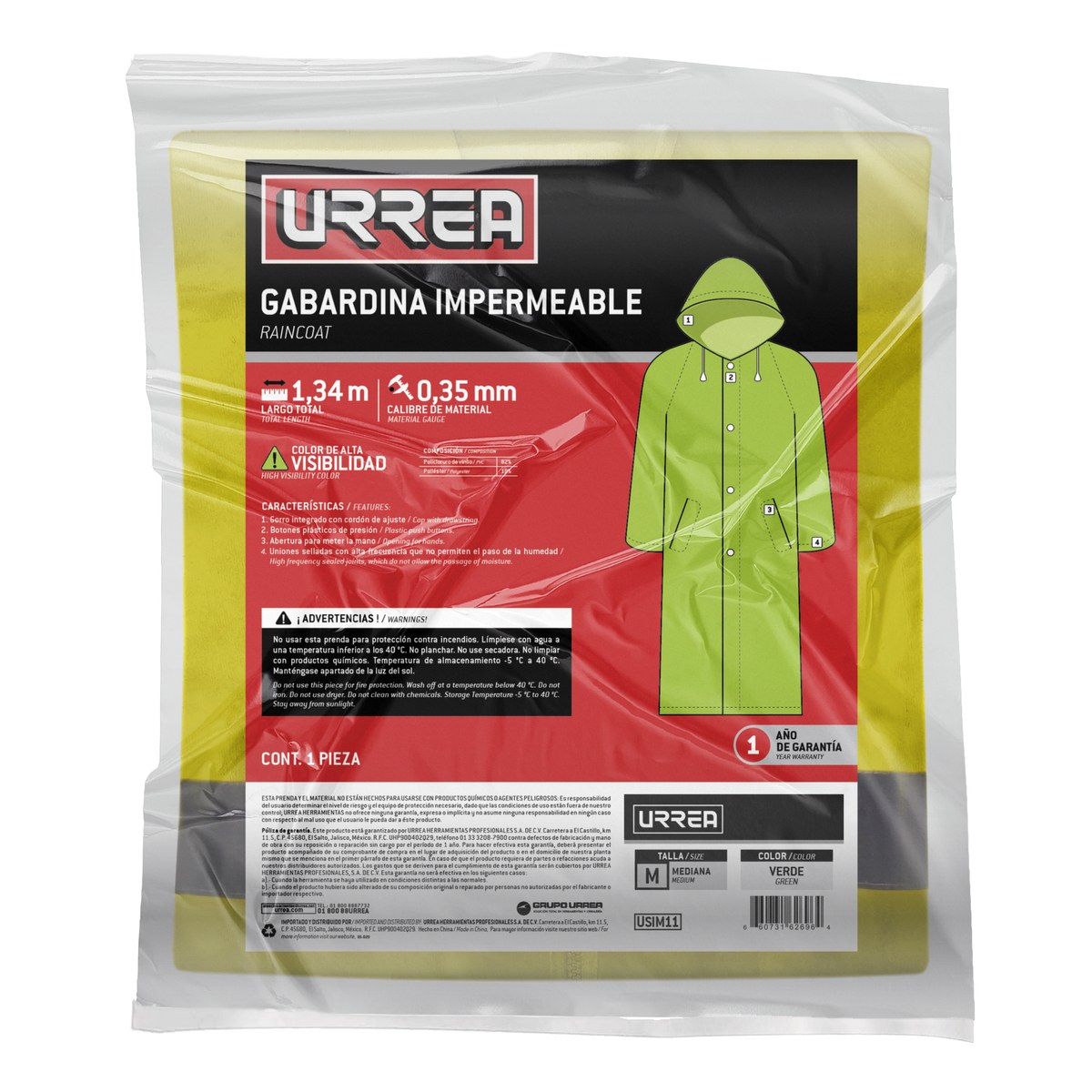 Gabardina impermeable de alta visibilidad M Urrea - Imagen 2