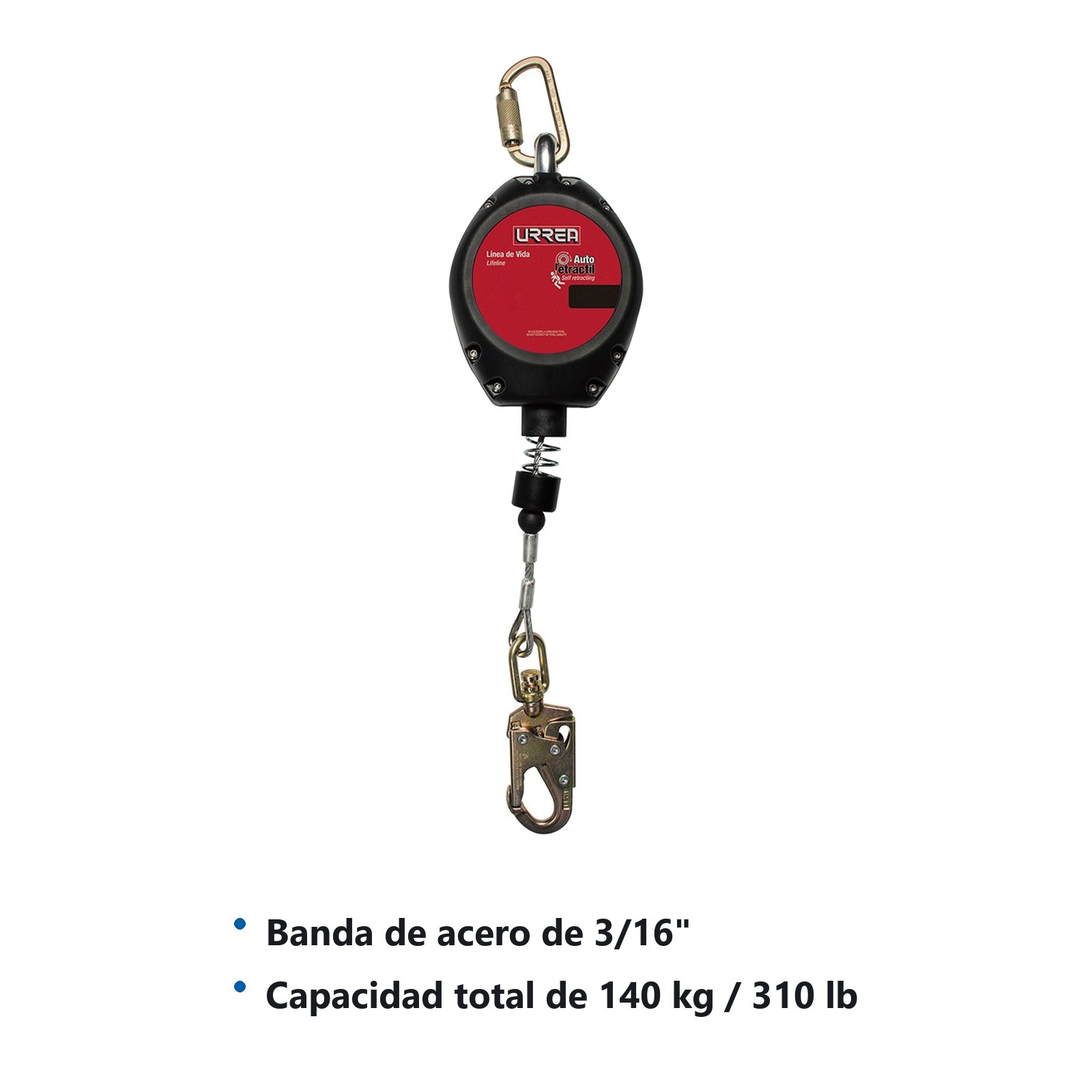 Línea de vida auto retráctil 20 Ft Urrea - Imagen 2