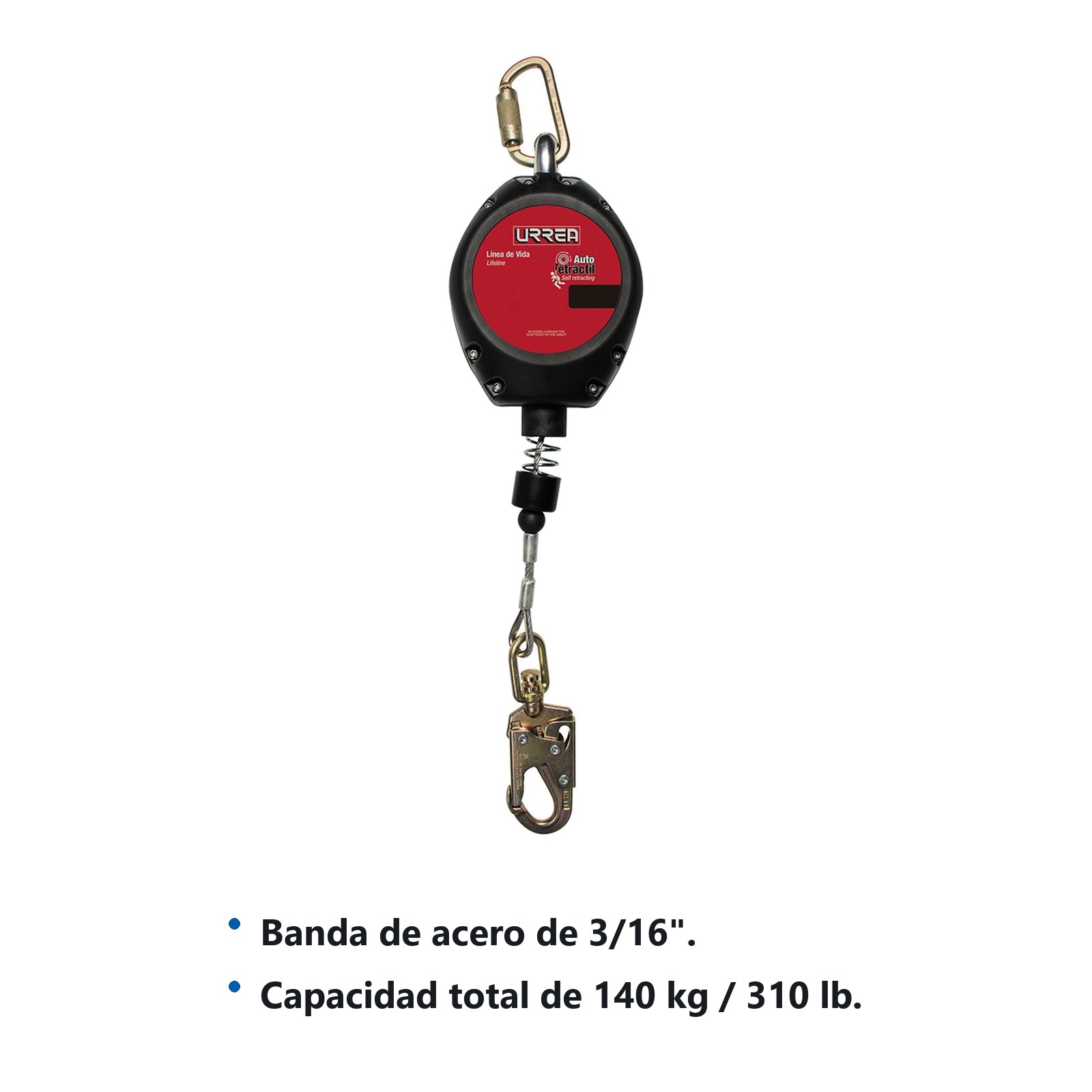 Línea de vida auto retráctil 30 Ft Urrea - Imagen 2