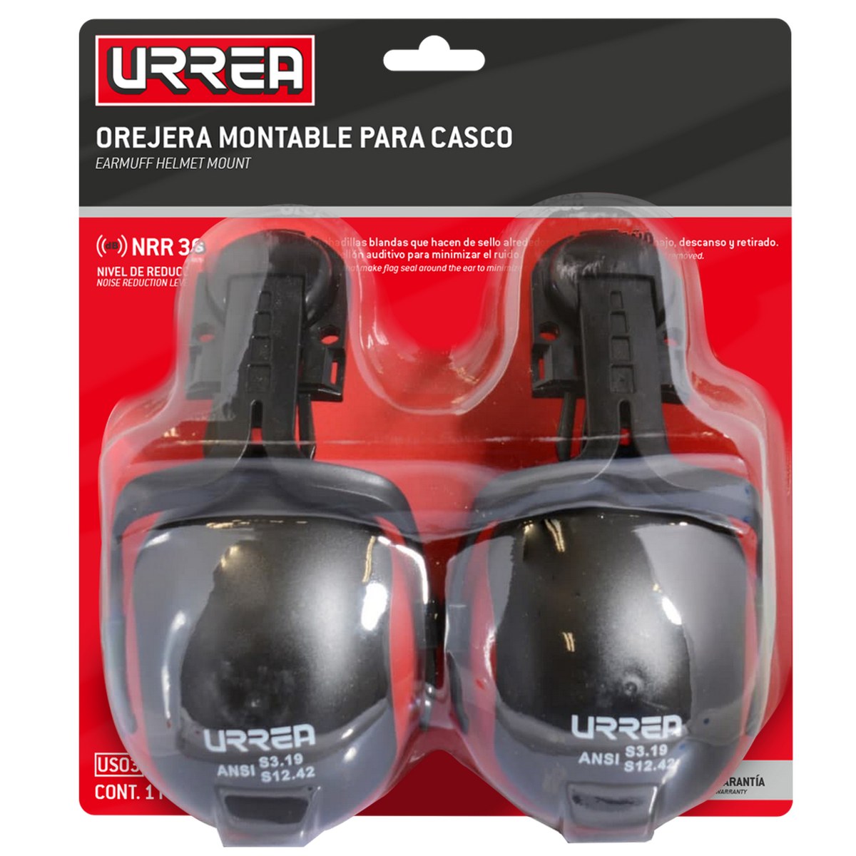 Orejera  ajustable de protección auditiva NRR 30 dB montable para casco Urrea - Imagen 3