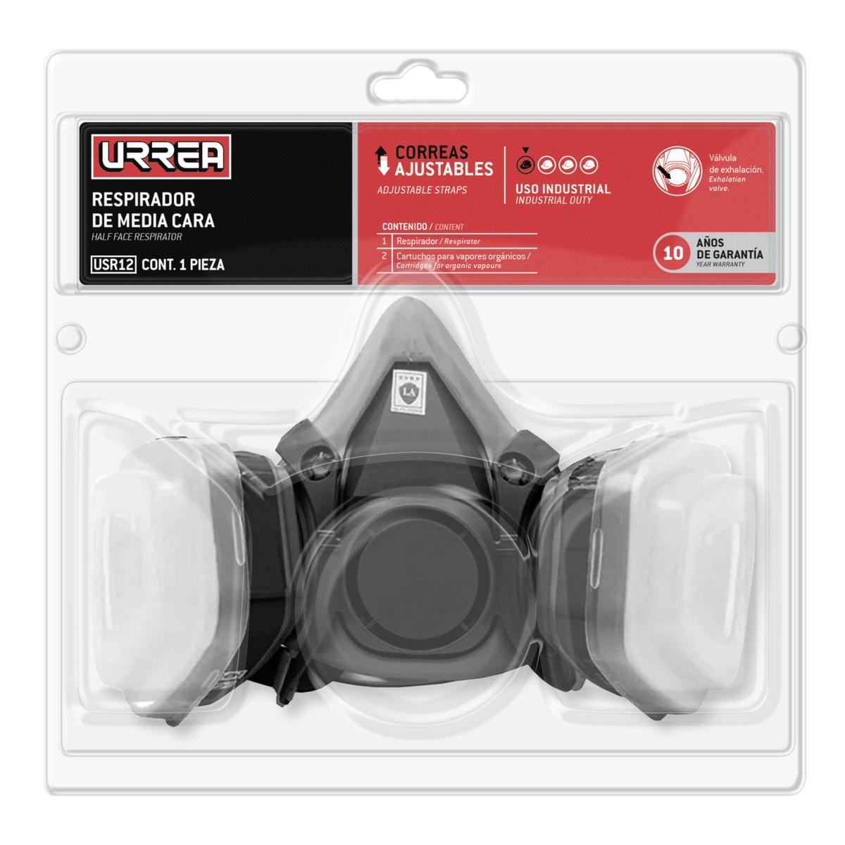 Mascarilla respirador media cara 2 filtros Urrea - Imagen 2