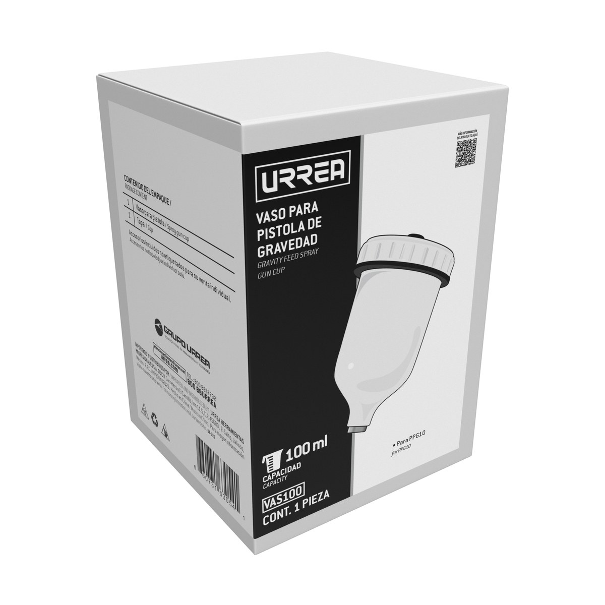 Repuesto de vaso para pistola para pintar PPG10, 100 ml Urrea - Imagen 2