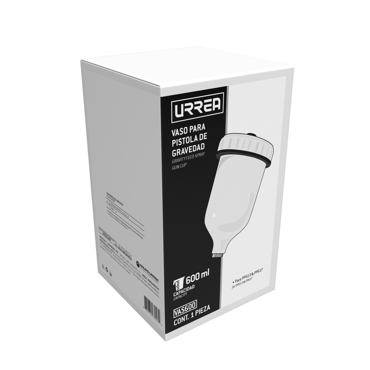 Repuesto de vaso para pistola para pintar PPG13, 600 ml Urrea - Imagen 2