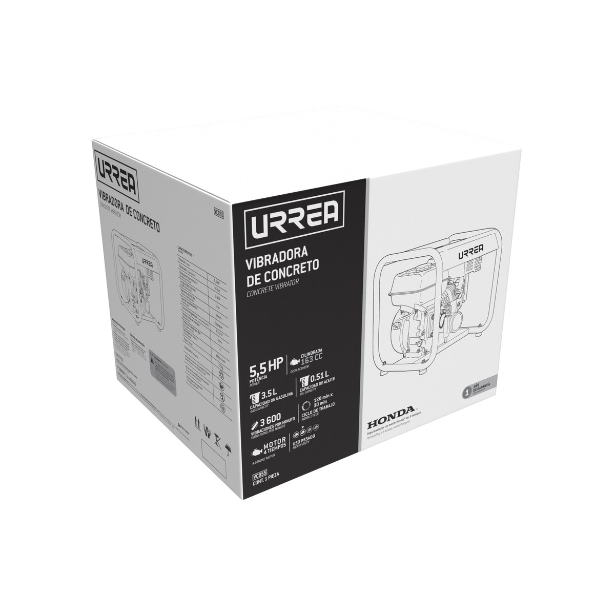Vibradora de concreto a gasolina con motor de 4 tiempo 5.5 HP Urrea - Imagen 2