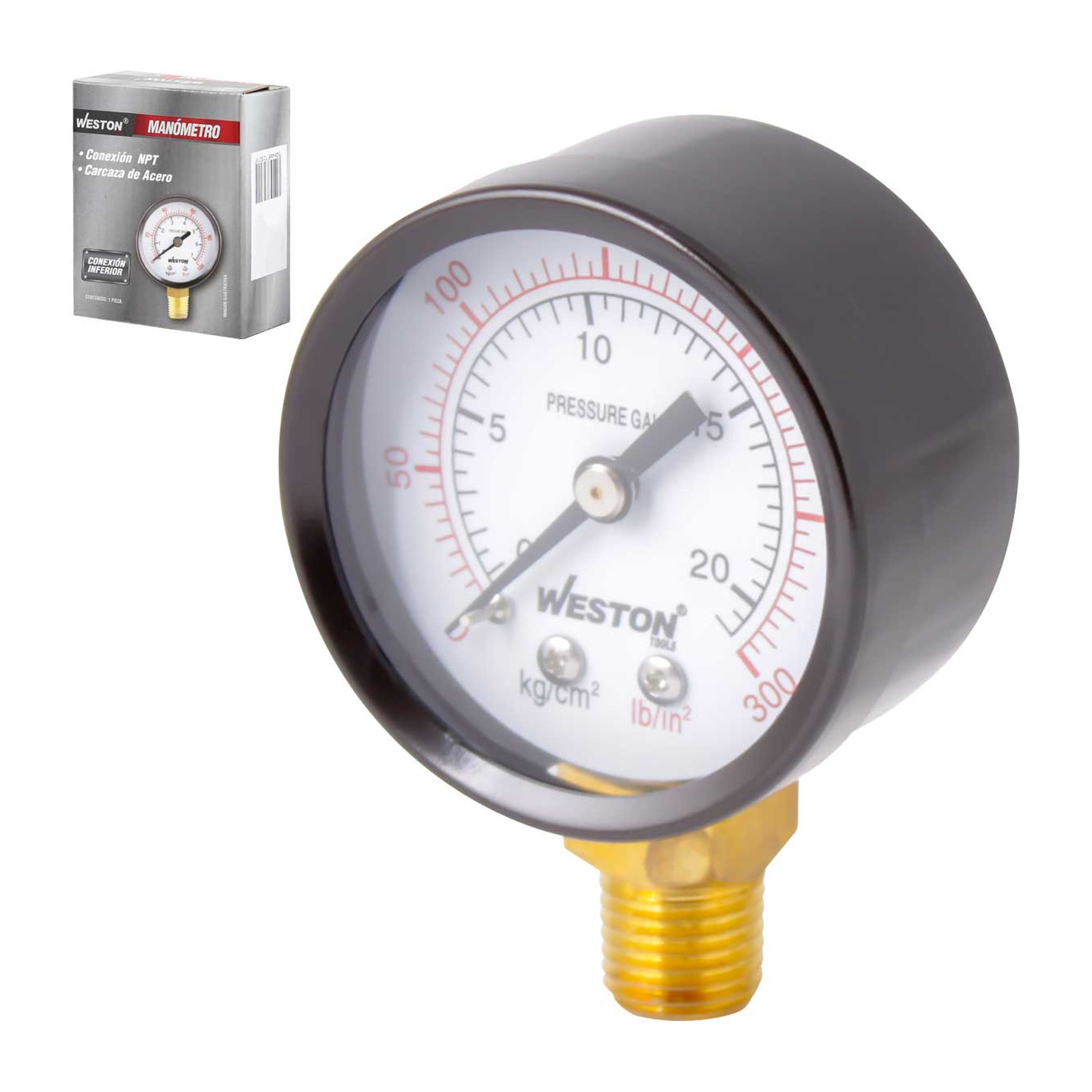 Manómetro 2" Conexión 1/4" NPT 100 PSI / 7 kg Weston