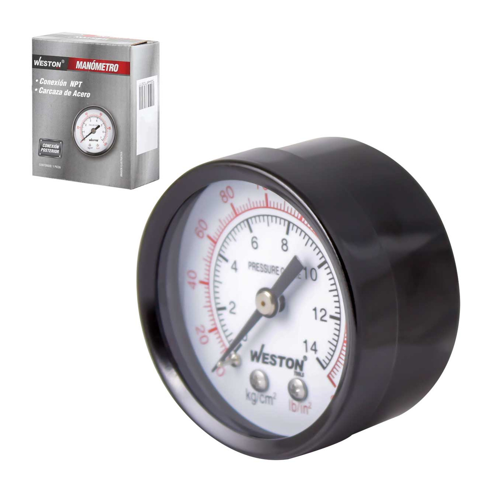 Manómetro 2" Conexión Posterior 1/4" NPT 160 lb Weston