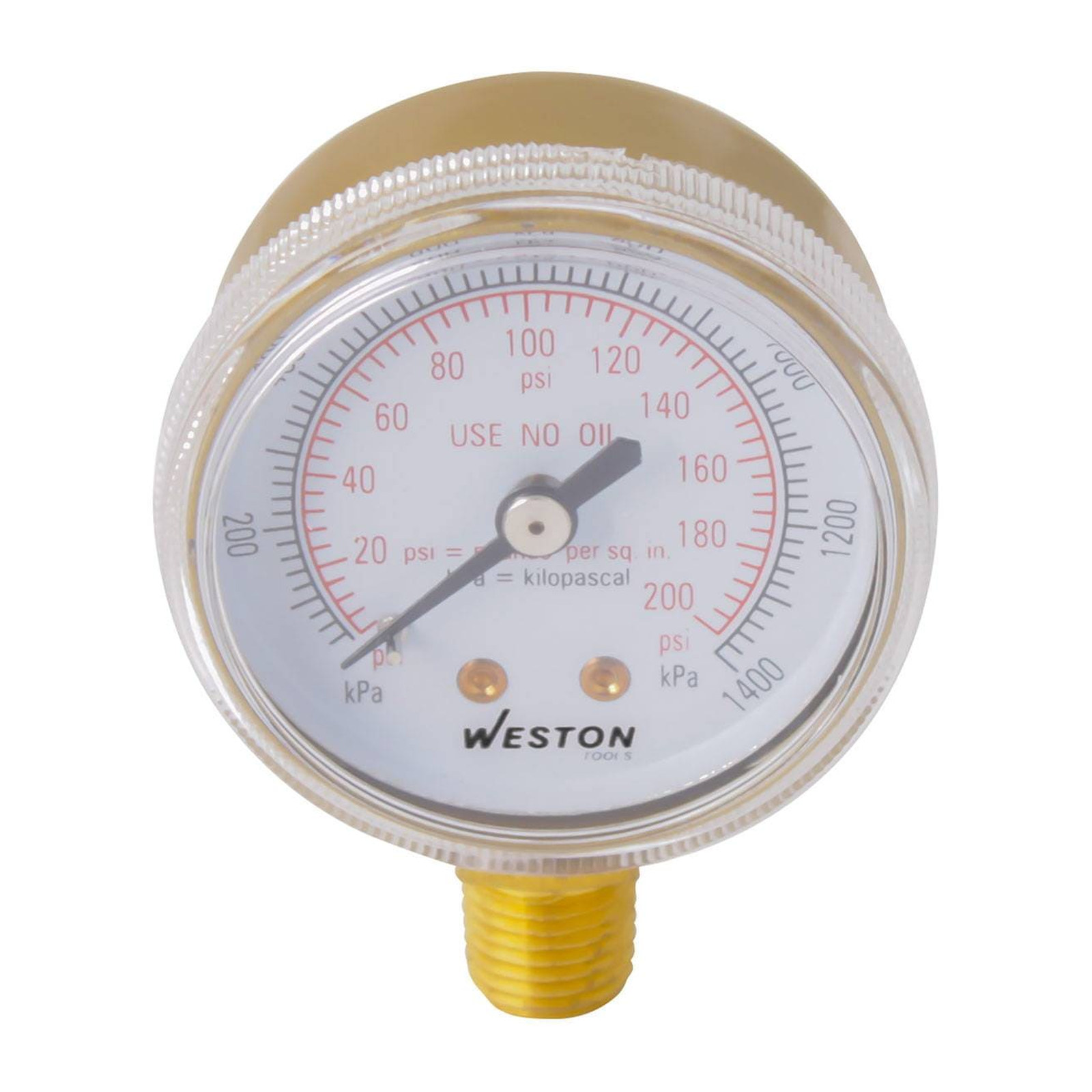 Manómetro de Oxígeno Weston 2" 1/4" NPT 200 PSI / 1400 KPa