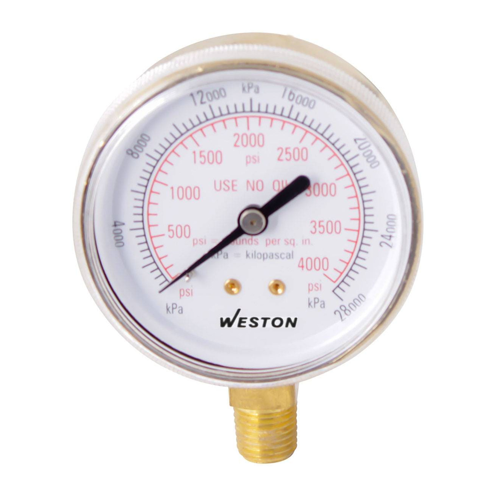 Manómetro para Acetileno 2 3/4" 1/4" NPT 0-400 PSI / 2800 KPA Weston