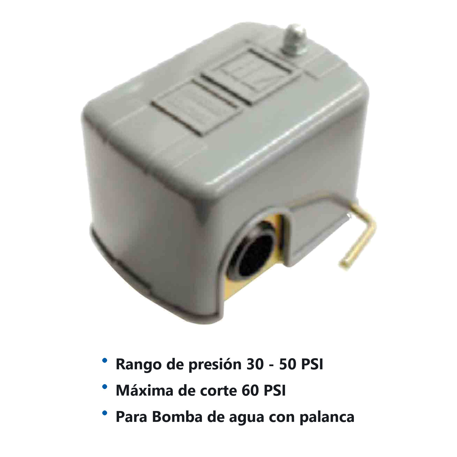 INTERRUPTOR DE PRESION P/ BOMBA DE AGUA CON PALANCA 30-50 PSI - Imagen 2